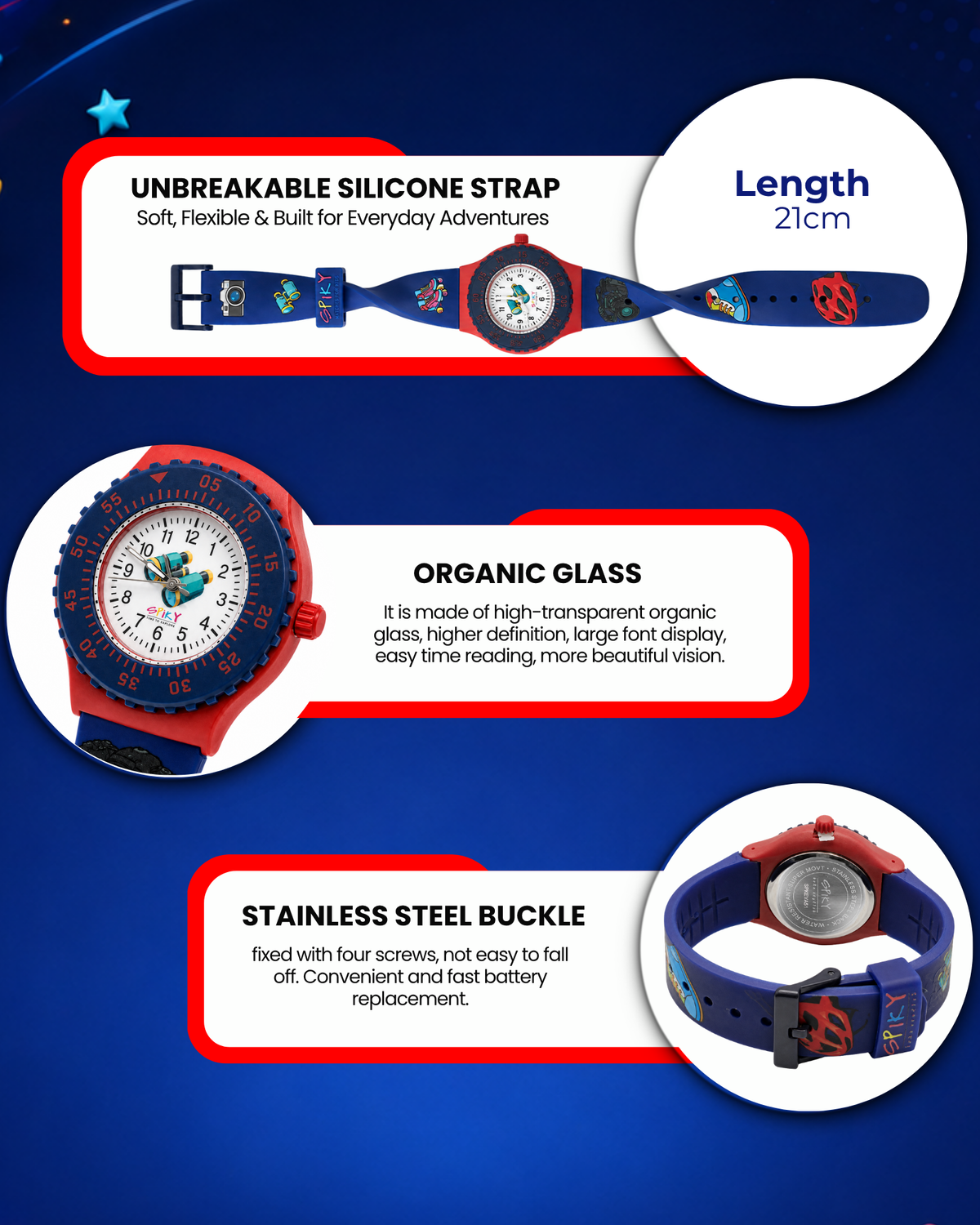 SPIKY Analog Kids Watch for Boys