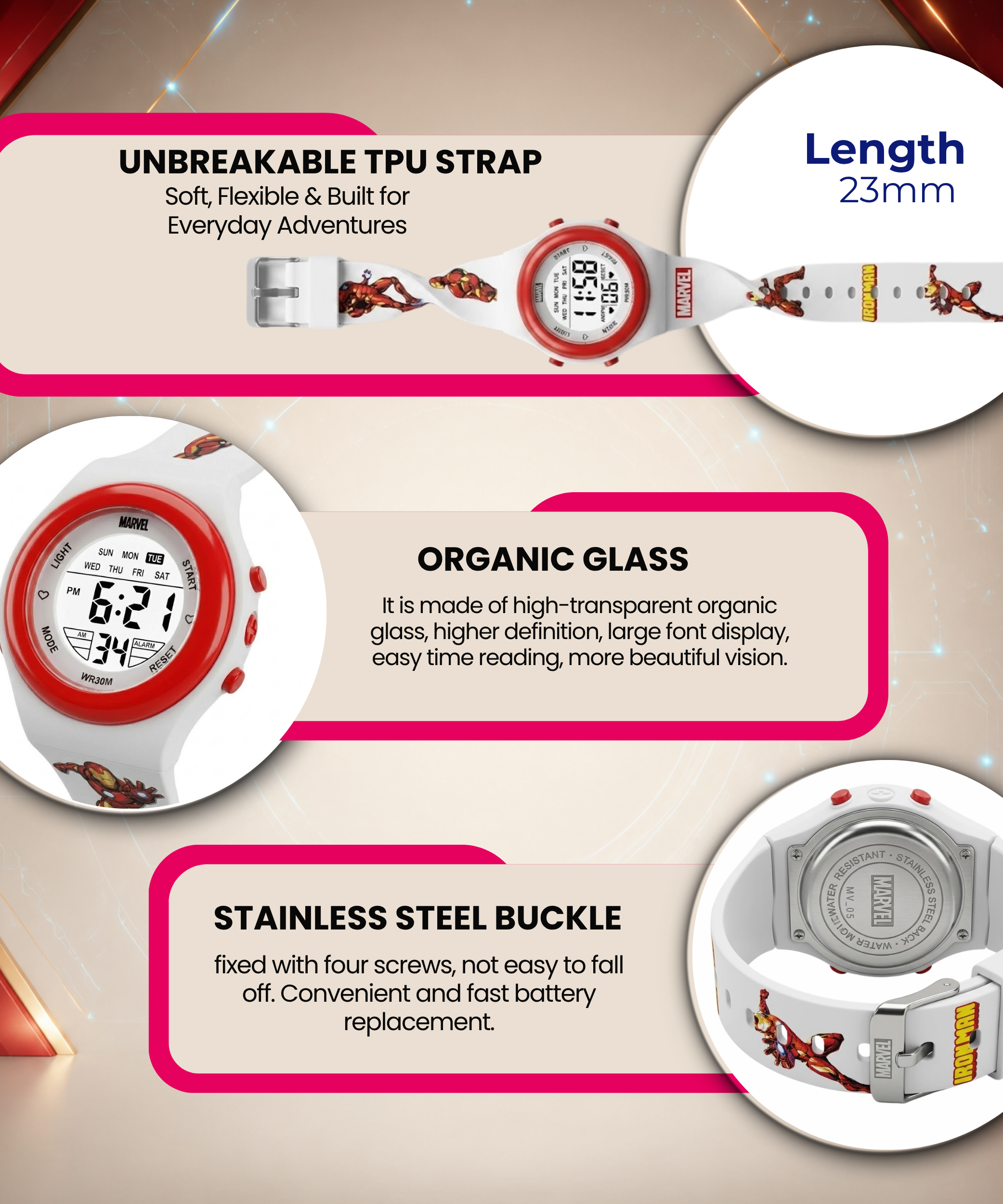 Spiky Iron Man theme Digital Kids Watch