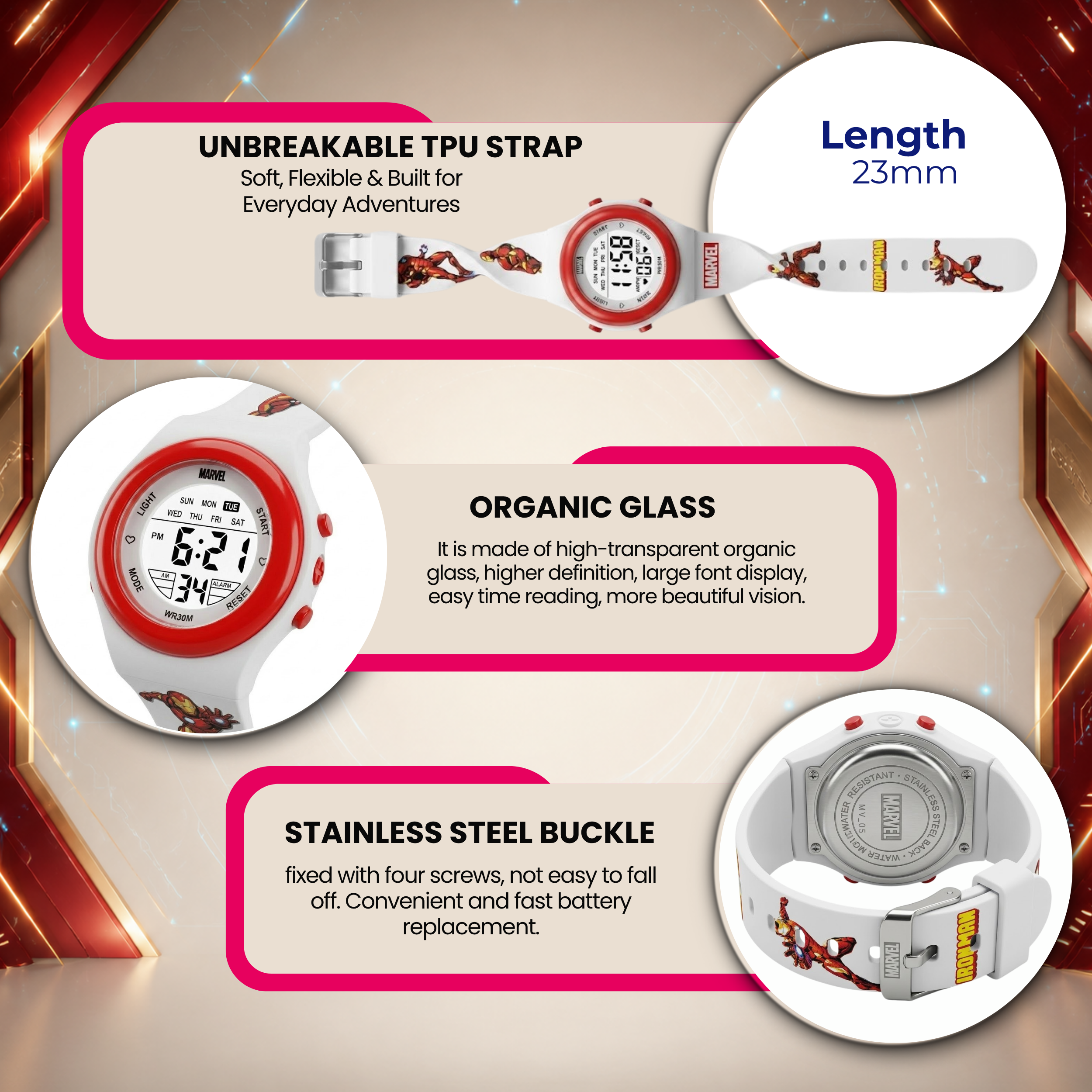 Spiky Iron Man theme Digital Kids Watch