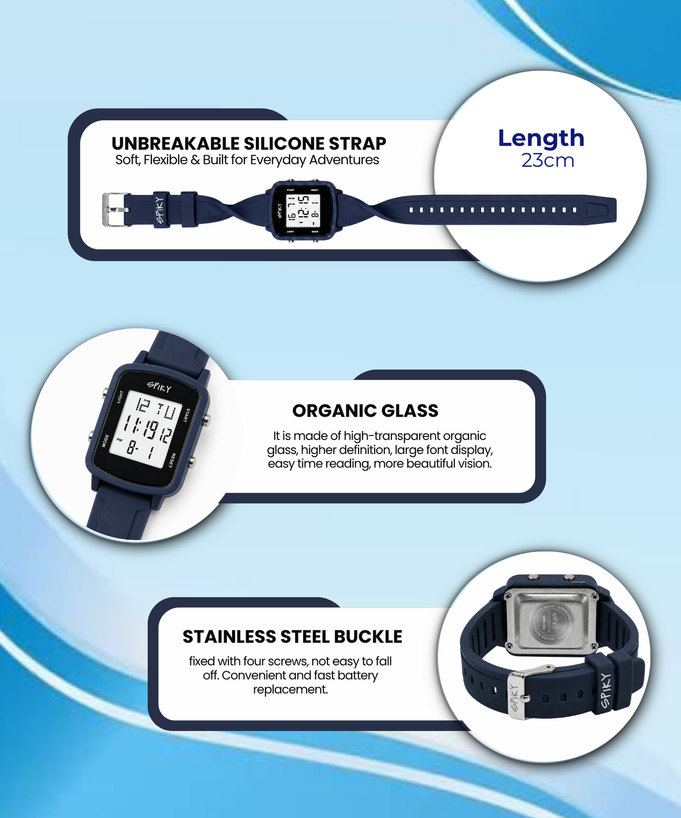 SPIKY Square Digital Watch for Kids Boys & Girls