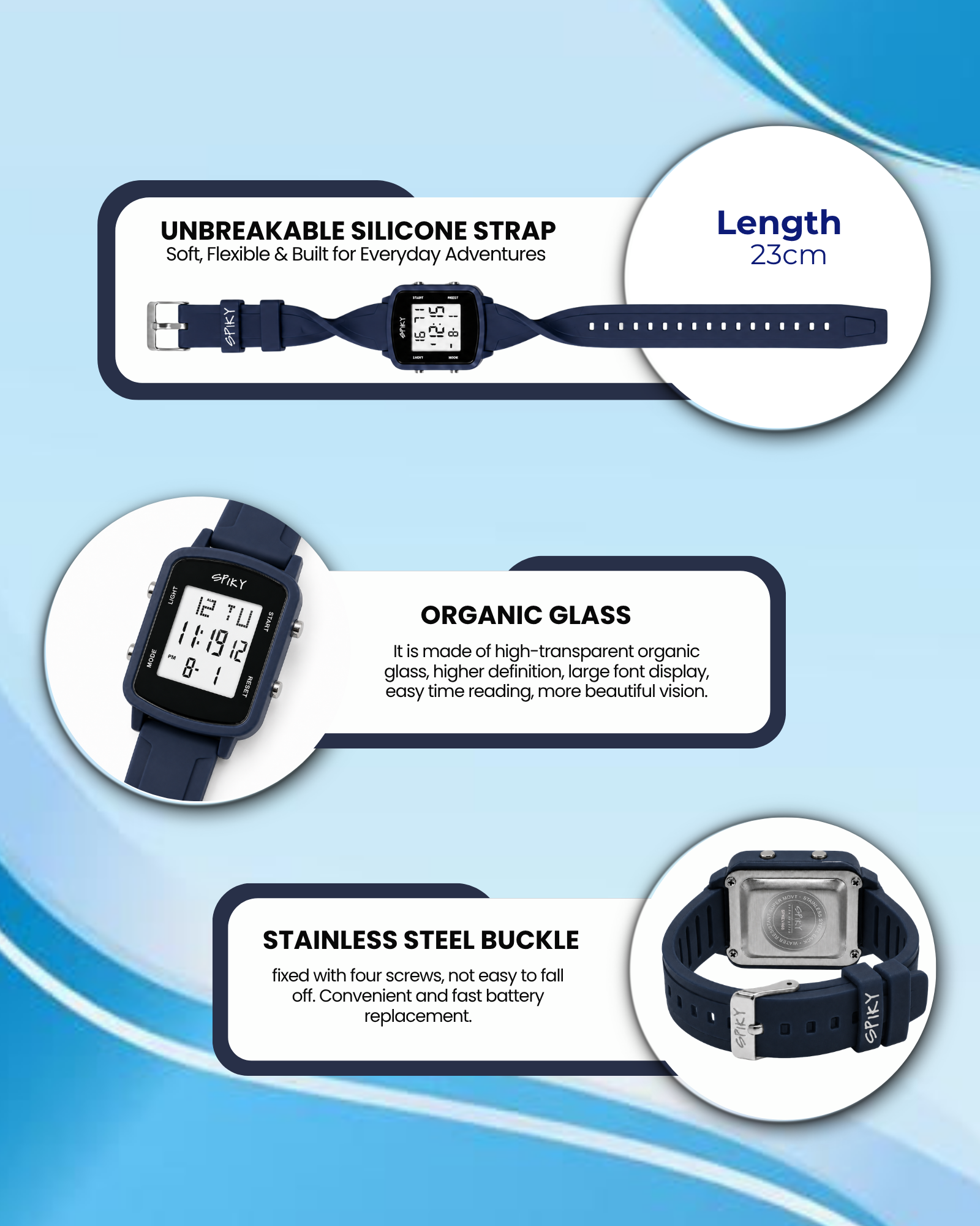 SPIKY Square Digital Watch for Kids Boys & Girls