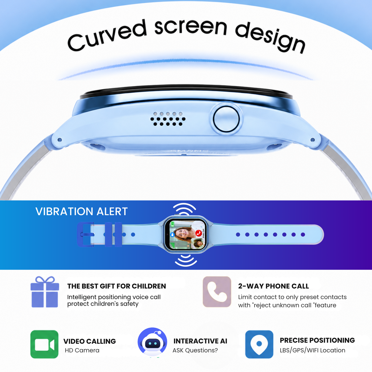 Spiky Smart Ai Video & Voice Calling Smartwatch for Kids