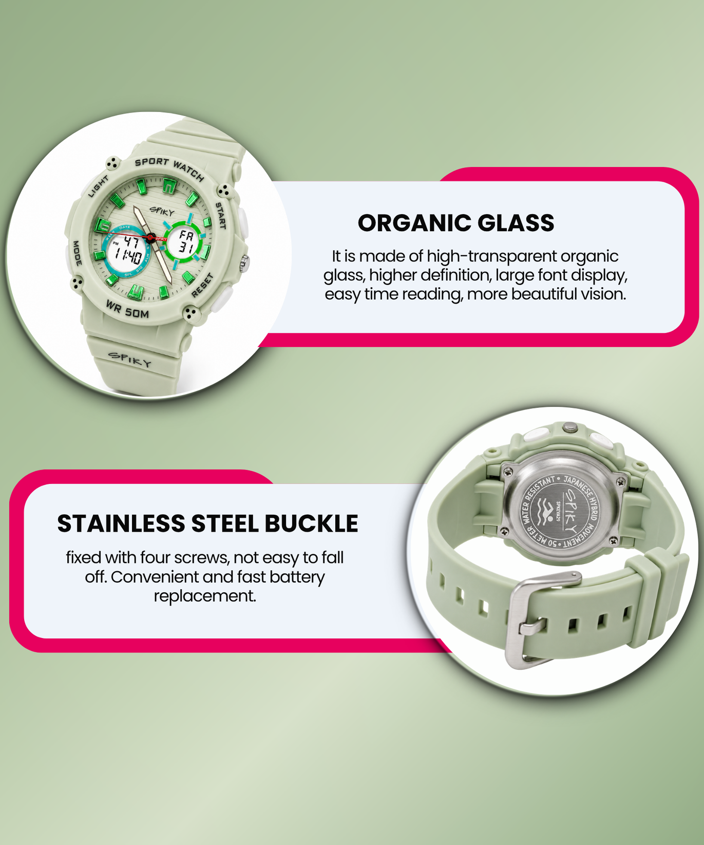 Spiky Analog-Digital Sports Watch for Kids Boys and Girls