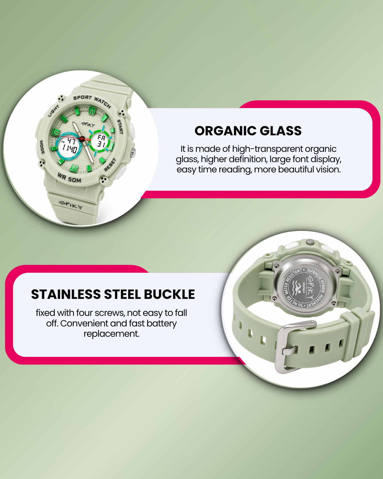 Spiky Analog-Digital Sports Watch for Kids Boys and Girls