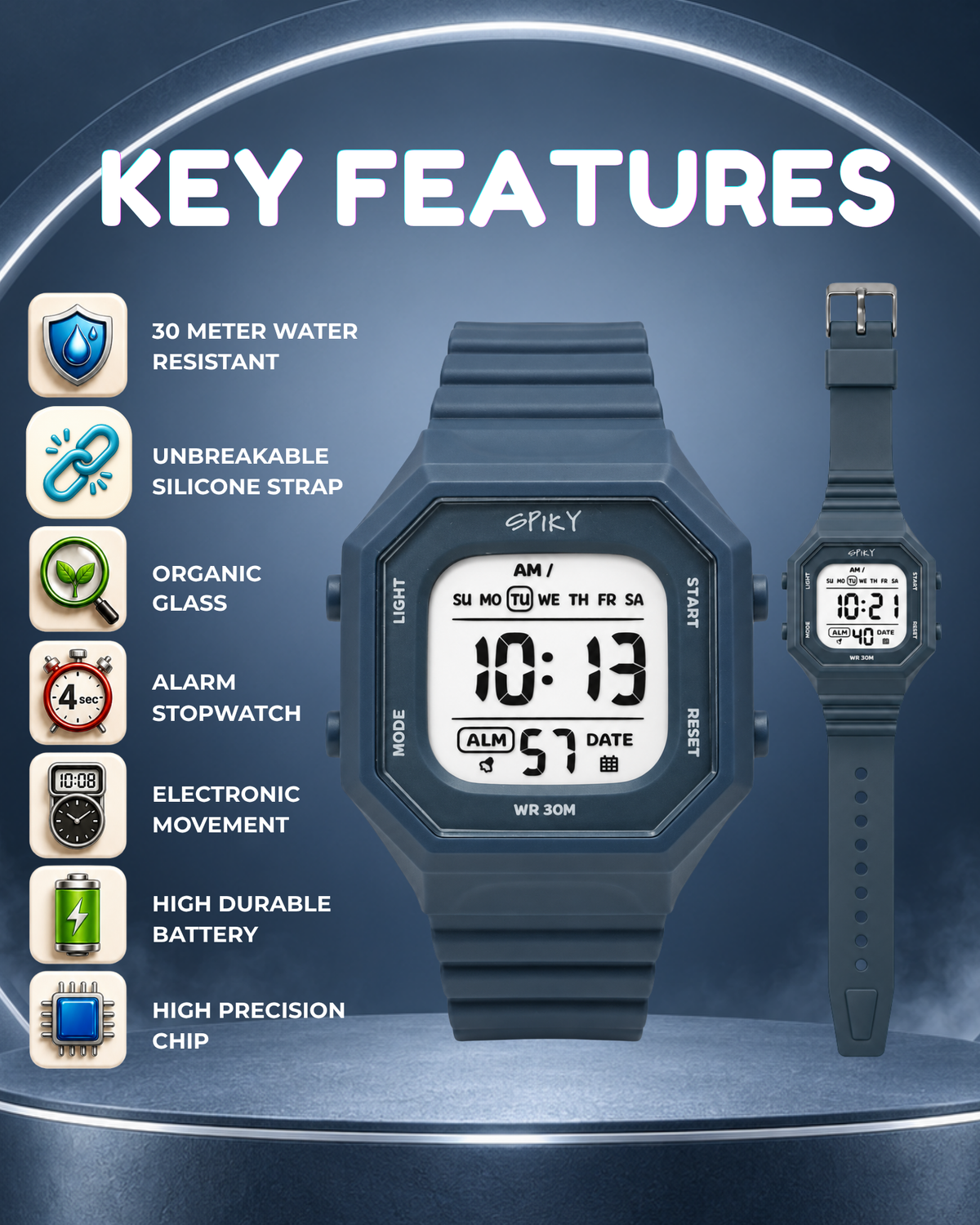 Spiky Square Digital Kids Watch for Boys