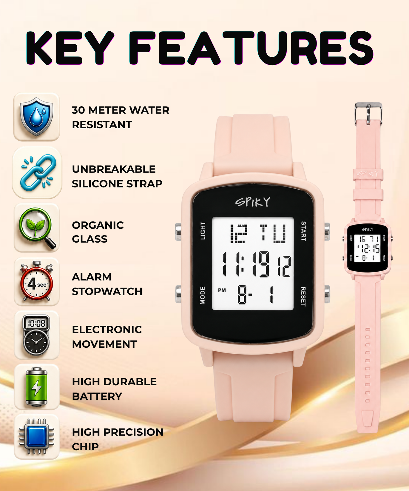 SPIKY Square Digital Watch for Kids Boys & Girls