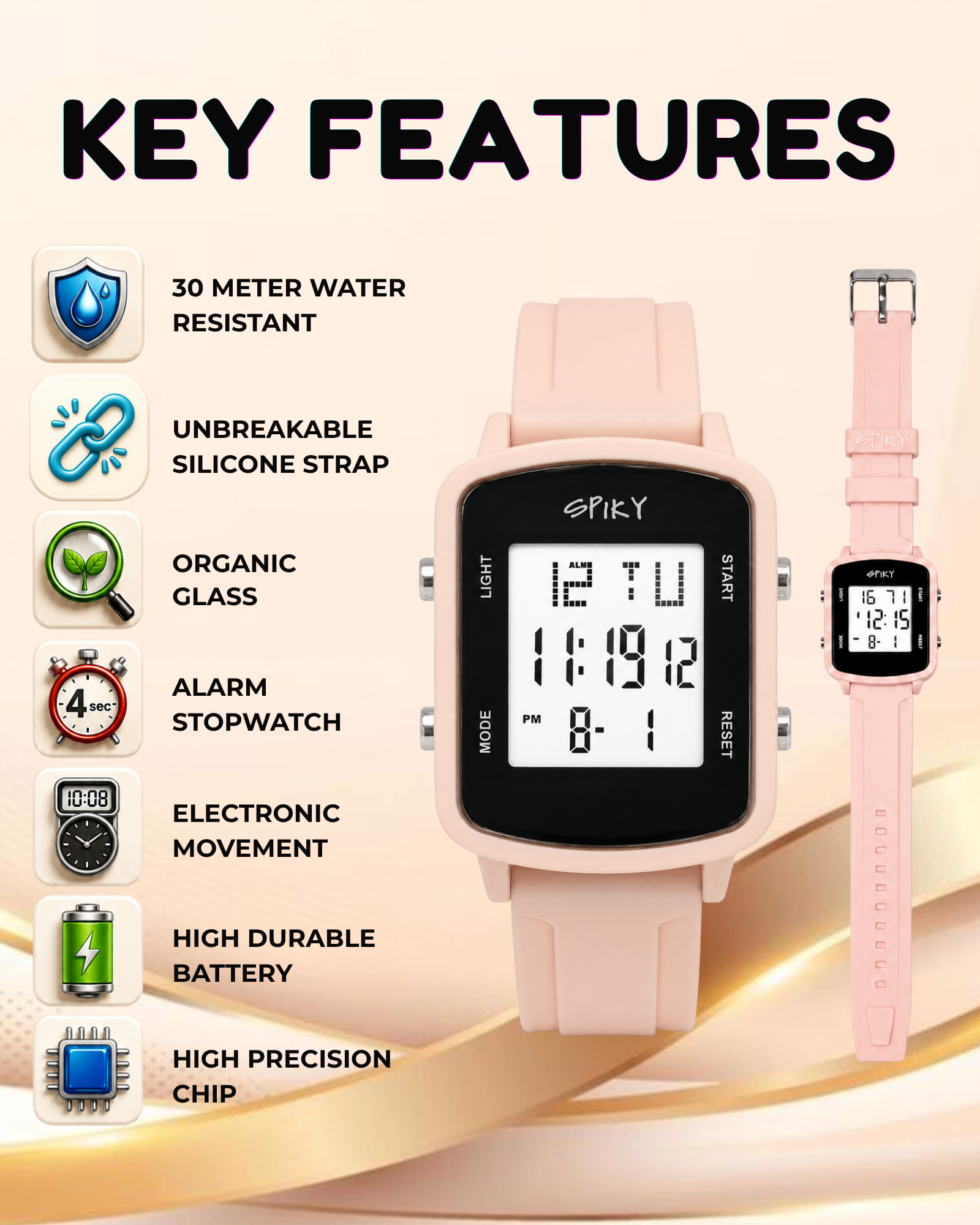 SPIKY Square Digital Watch for Kids Boys & Girls