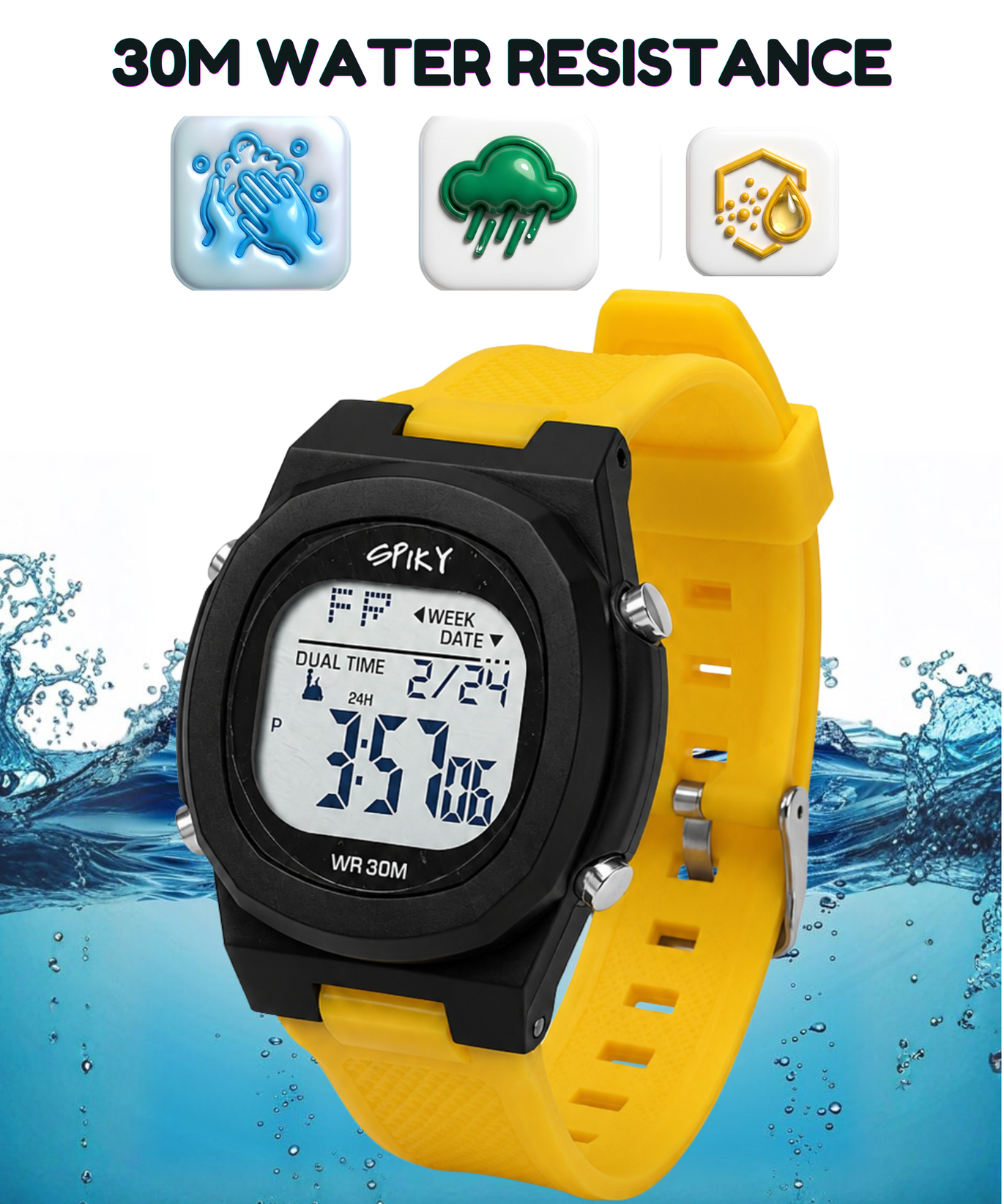 Spiky EVA65 Round Digital Sports Watch for Kids