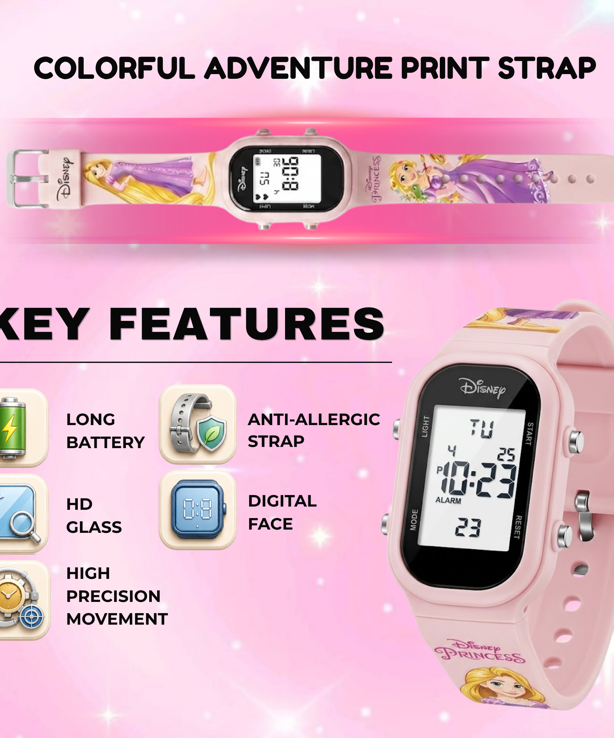Spiky Princess theme Digital Kids Watch