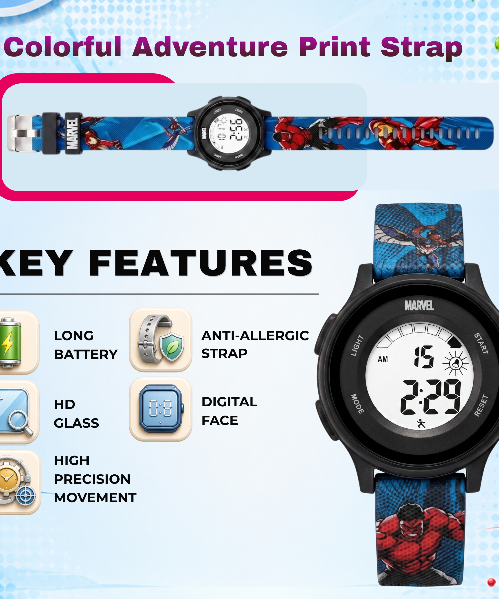 Spiky Hulk theme Digital Kids Watch