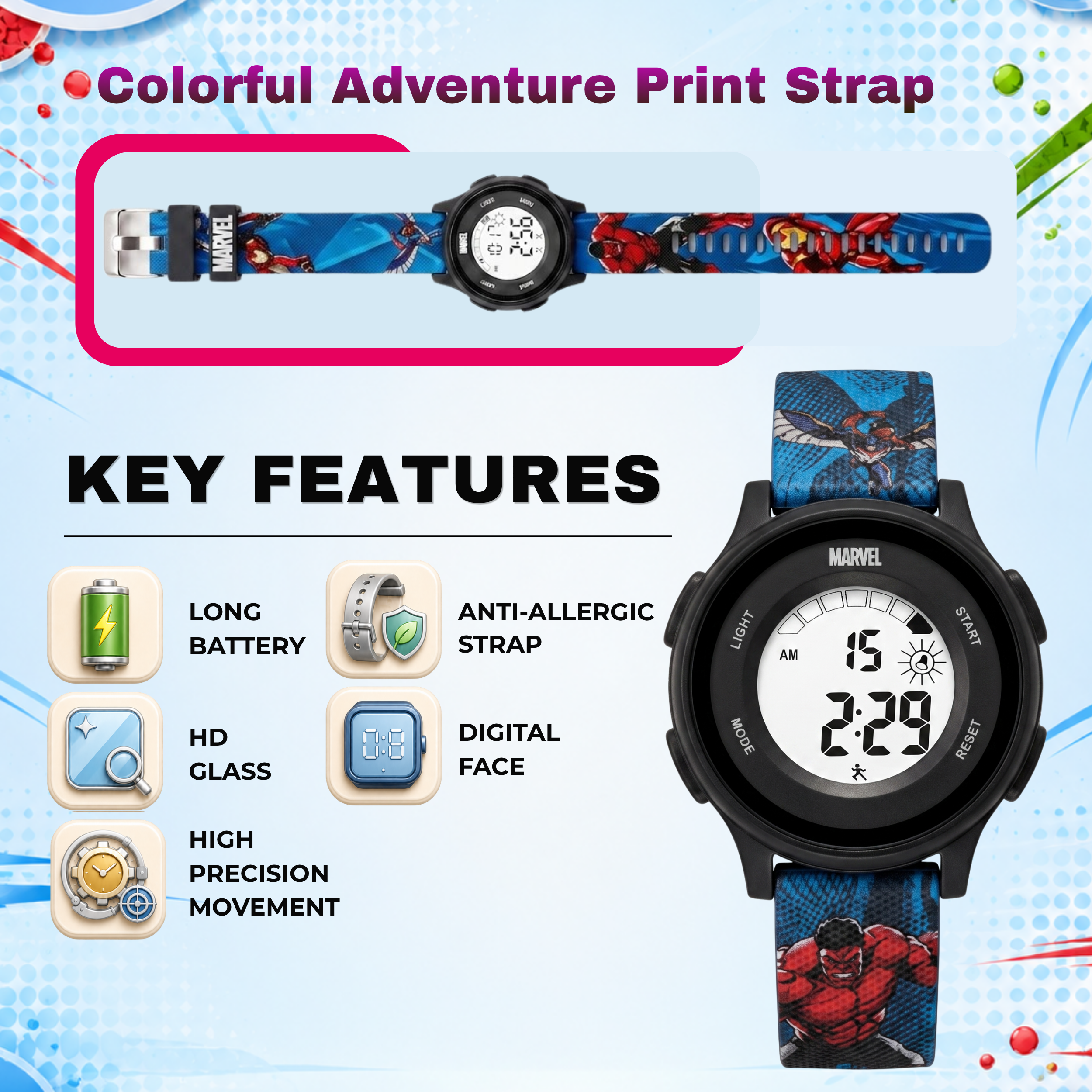 Spiky Hulk theme Digital Kids Watch
