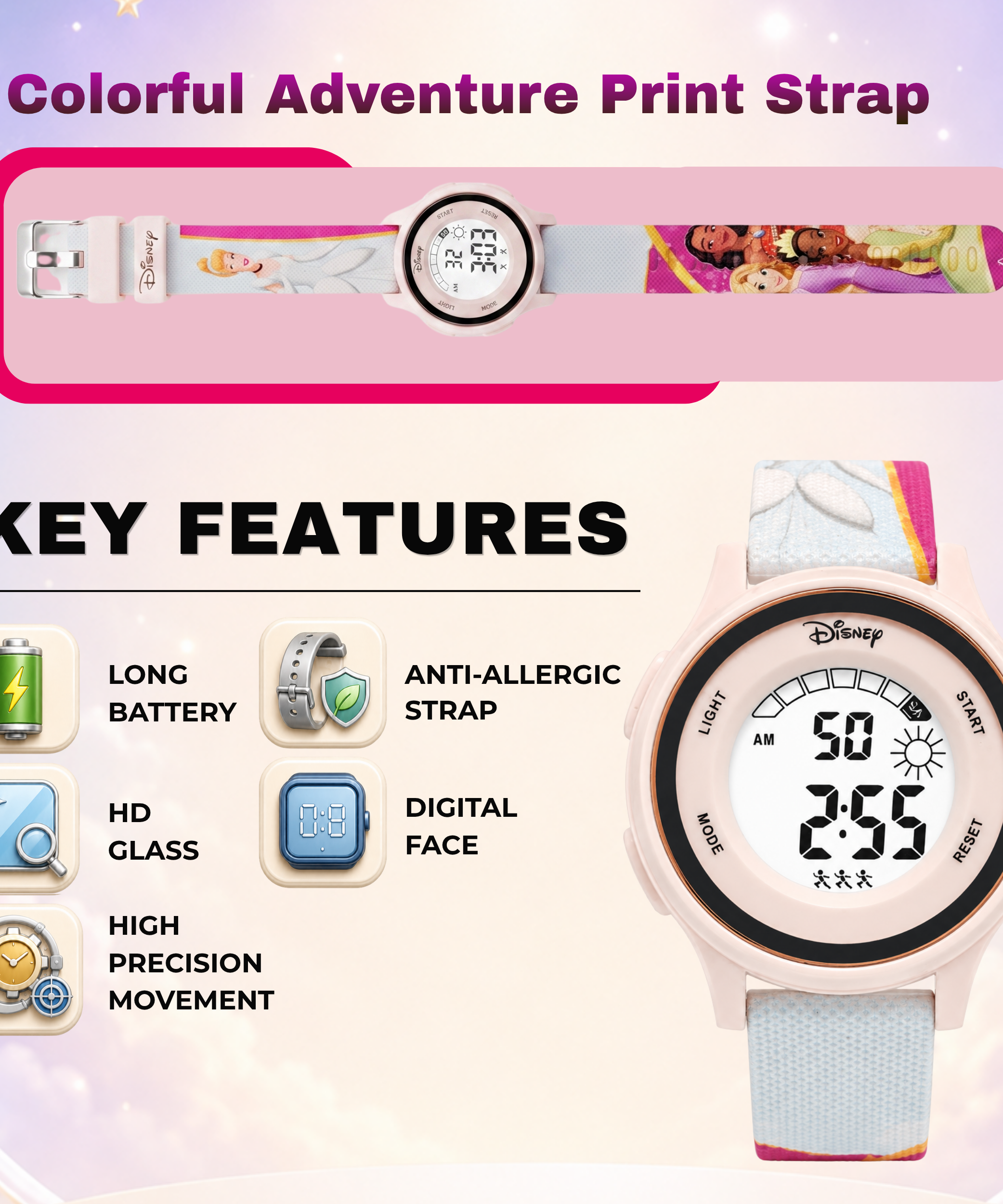 Spiky Princess theme Digital Kids Watch