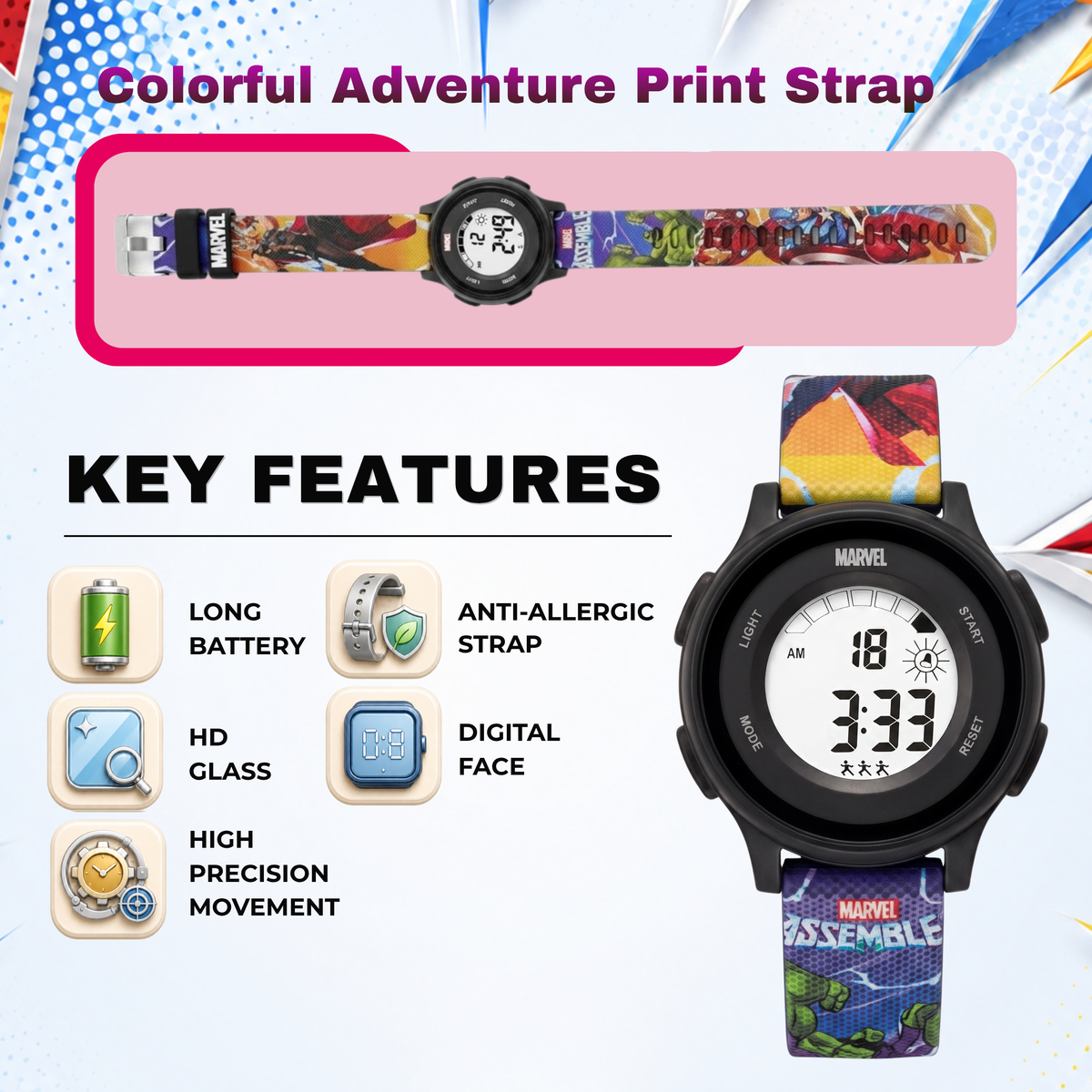 Spiky Avengers Digital Kids Watch