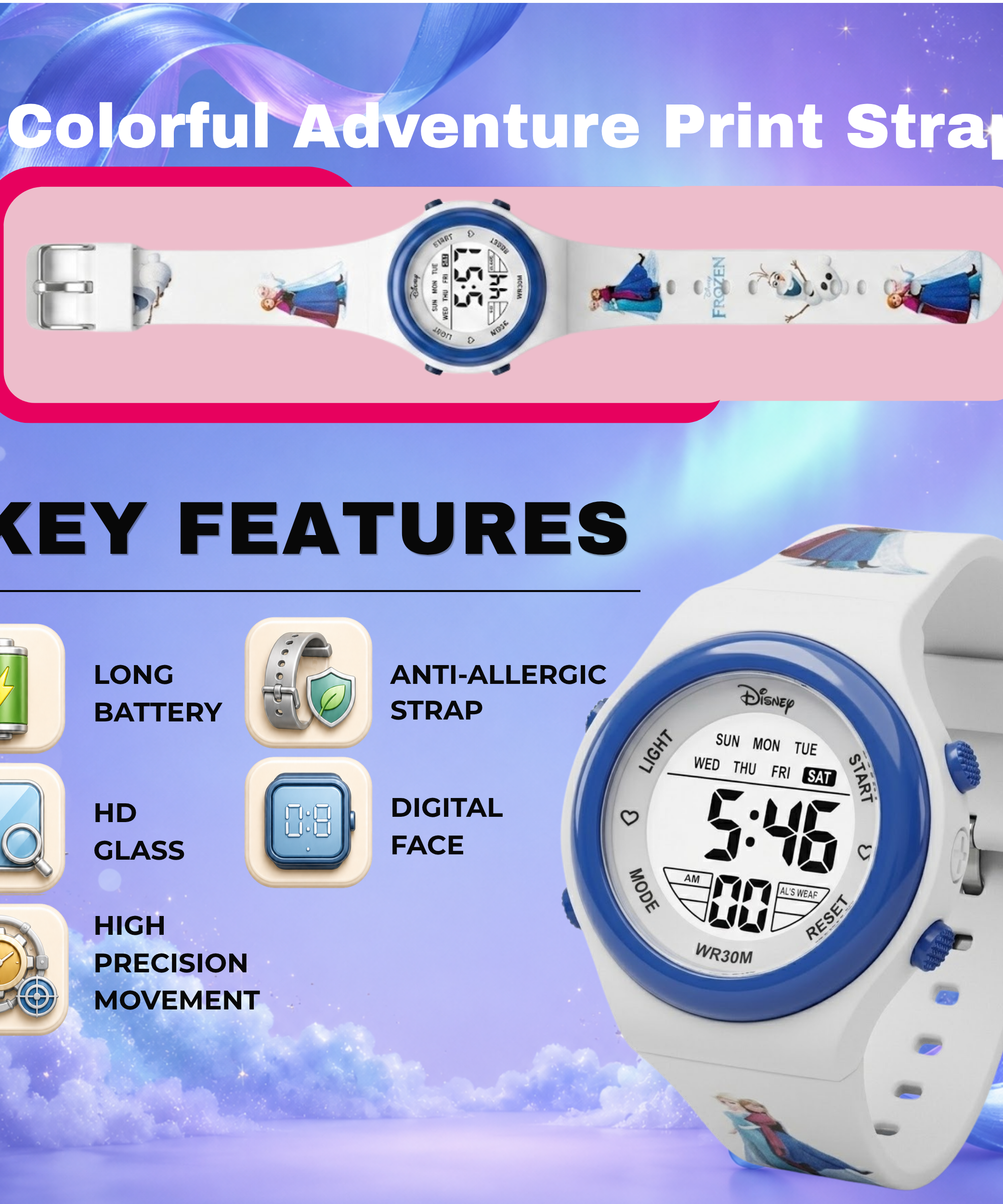 Spiky Frozen theme Digital Kids Watch