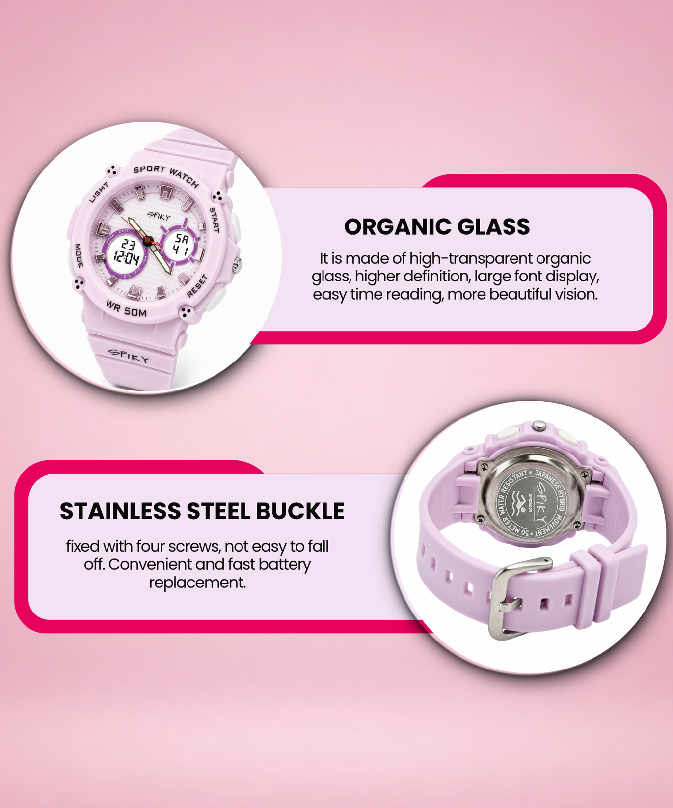 Spiky Analog-Digital Sports Watch for Kids Girls