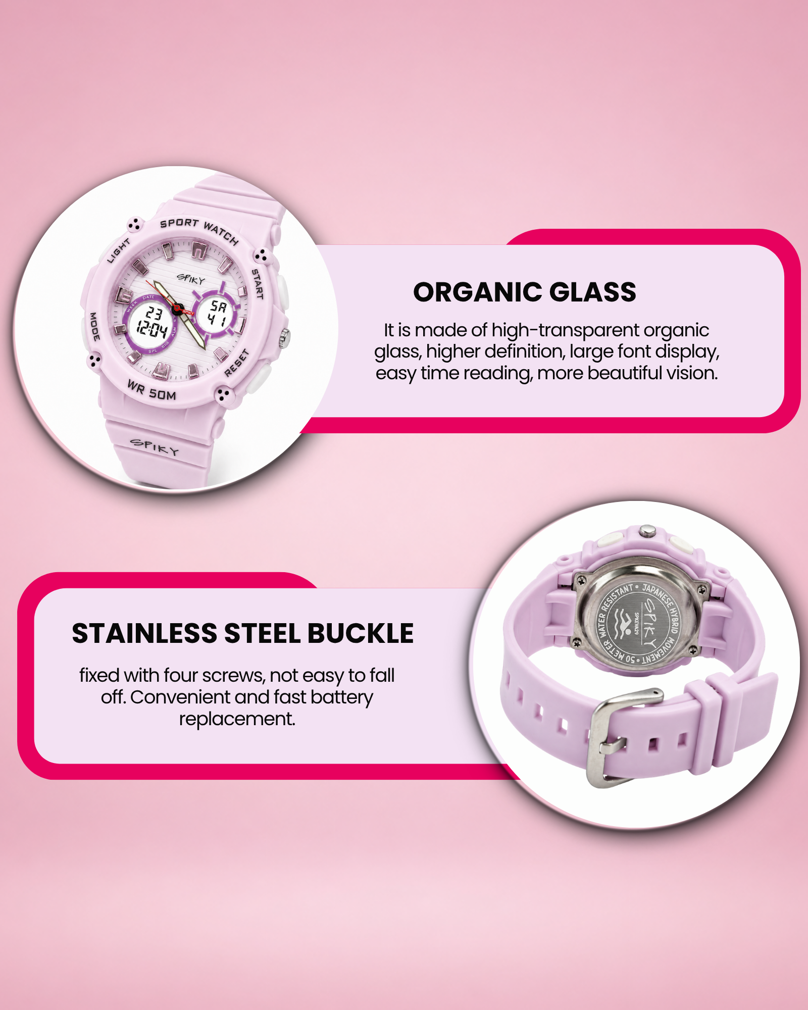 Spiky Analog-Digital Sports Watch for Kids Girls