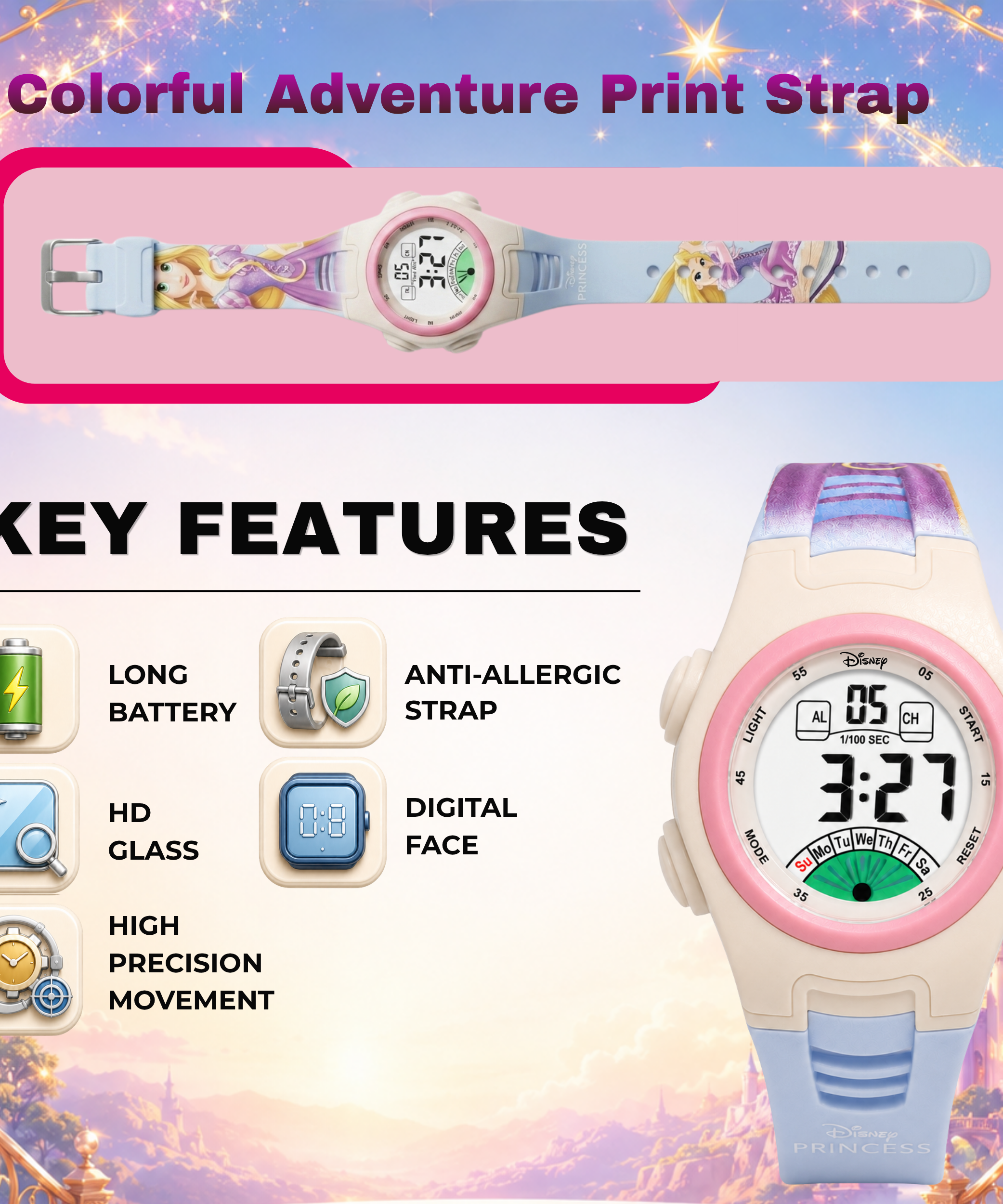 Spiky Princess theme Digital Kids Watch