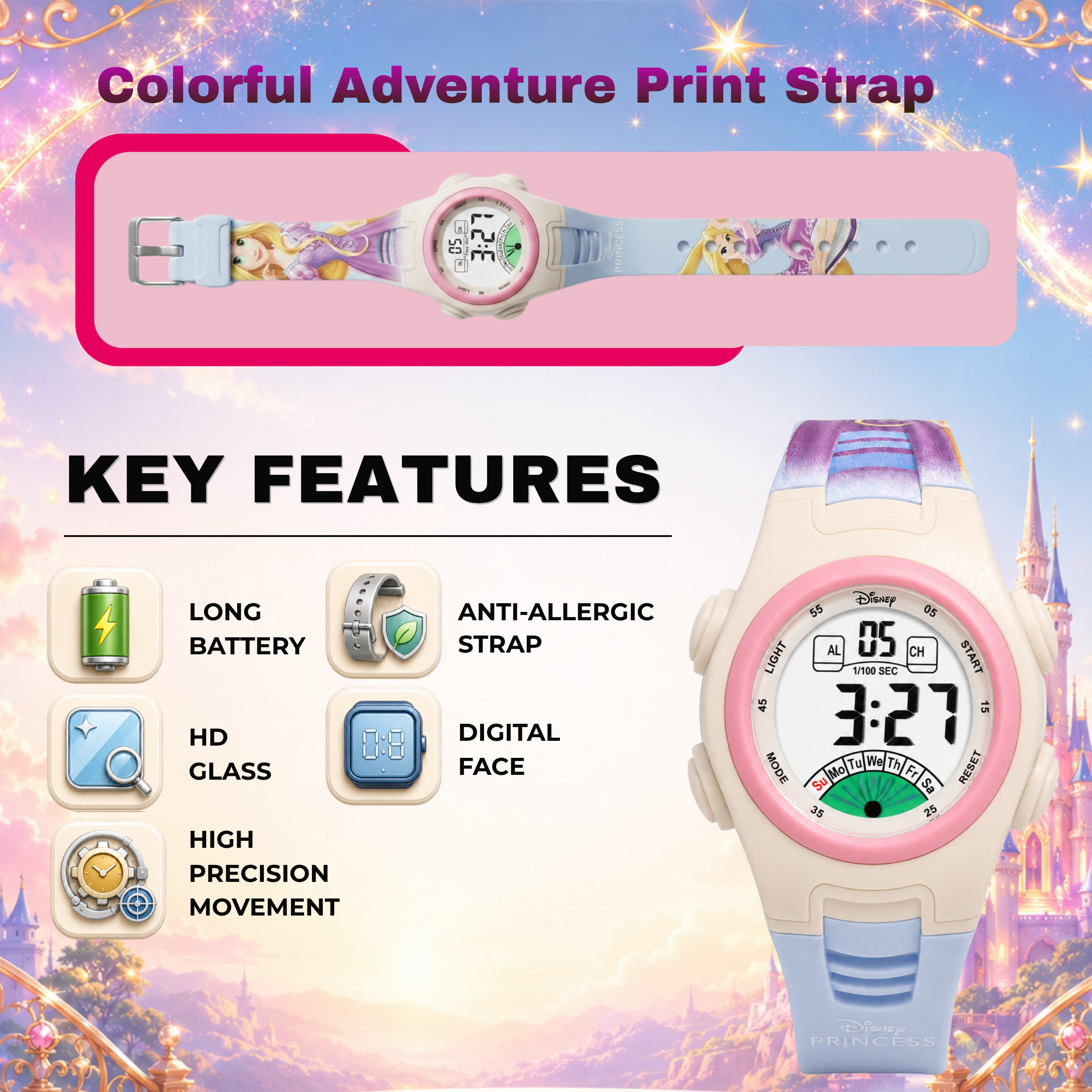 Spiky Princess theme Digital Kids Watch