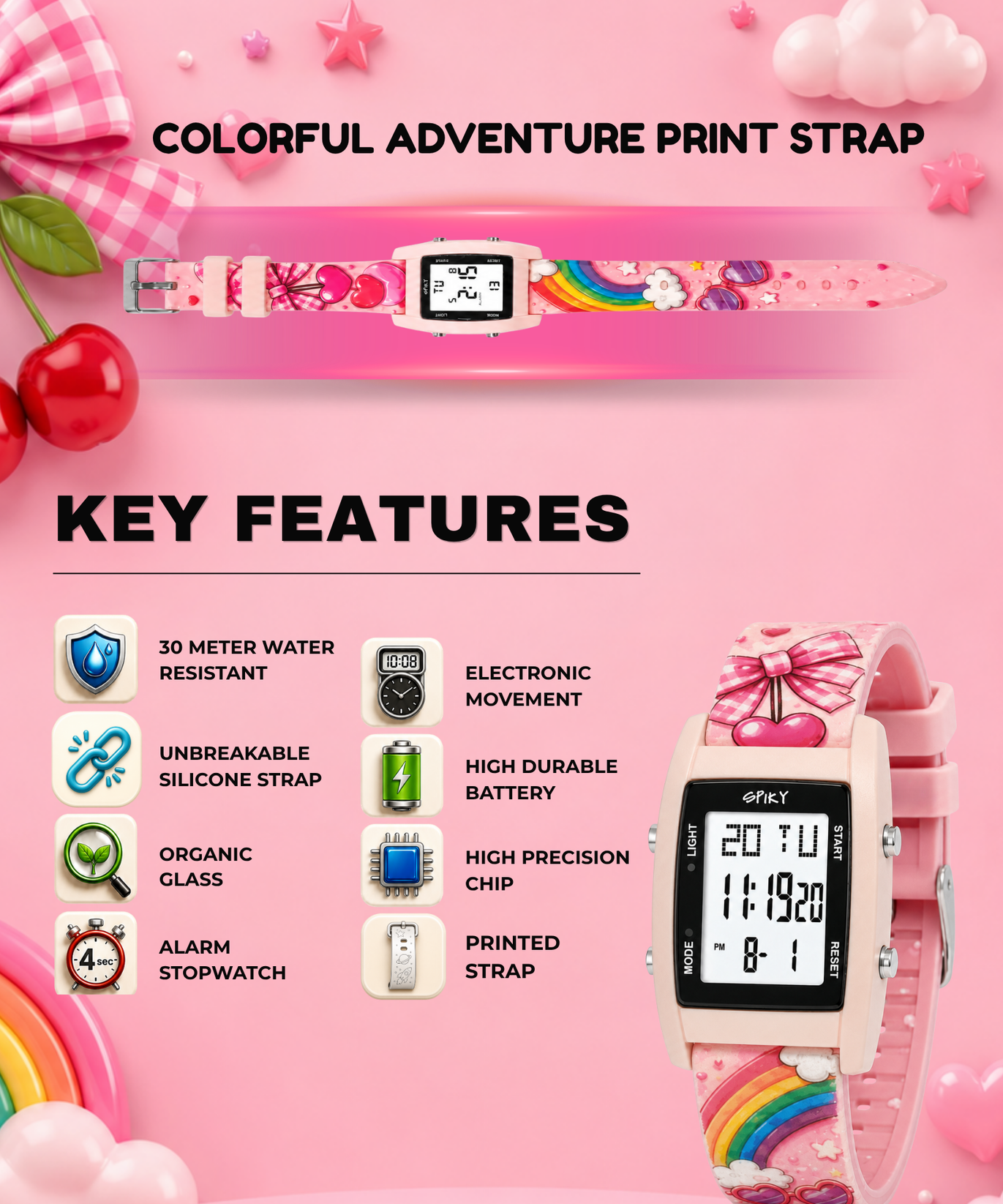 Spiky Kids Digital Watch for  Girls