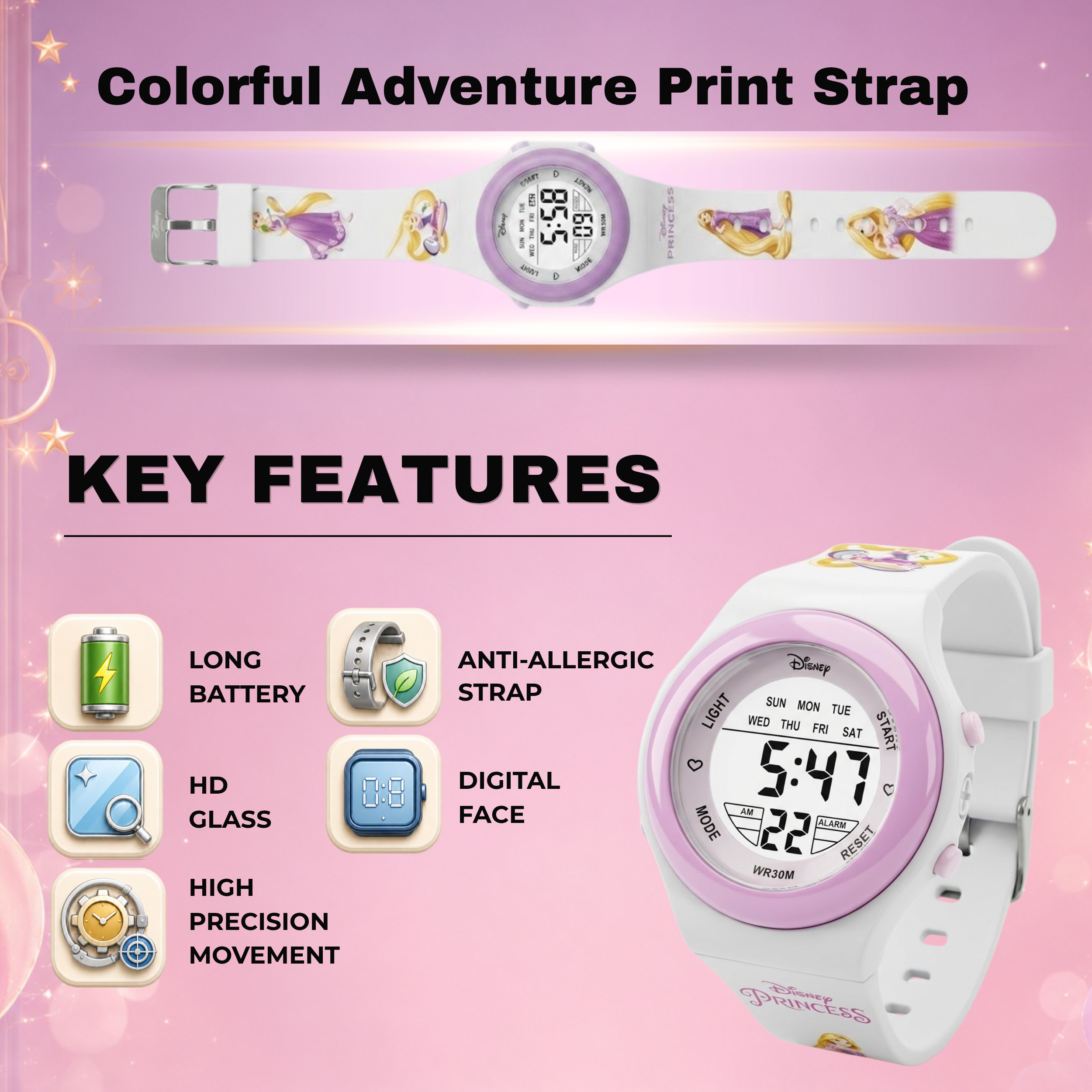 Spiky Princess theme Digital Kids Watch