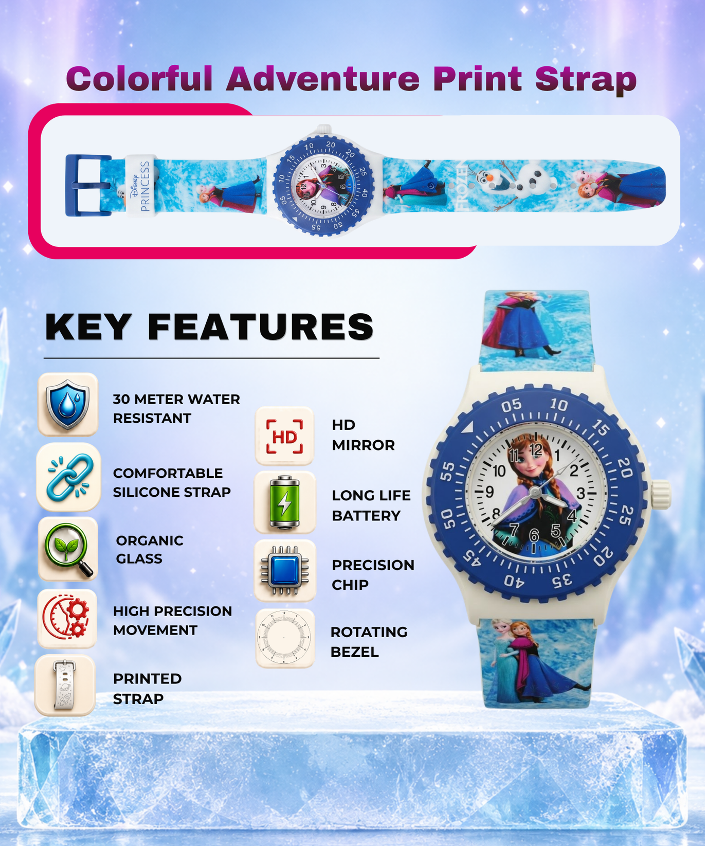 Spiky Round Frozen Themed Analog Watch
