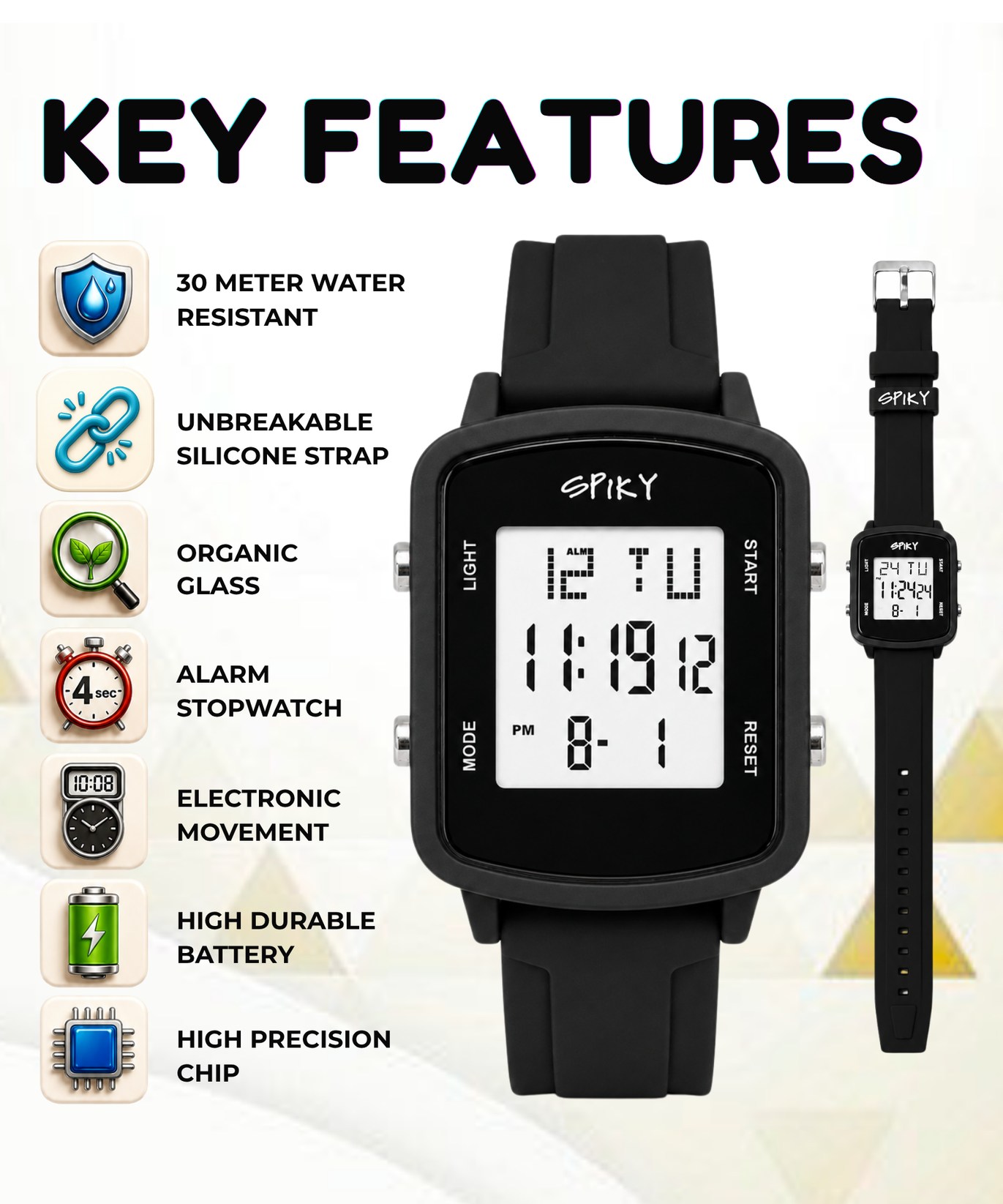 SPIKY Square Digital Watch for Kids Boys & Girls