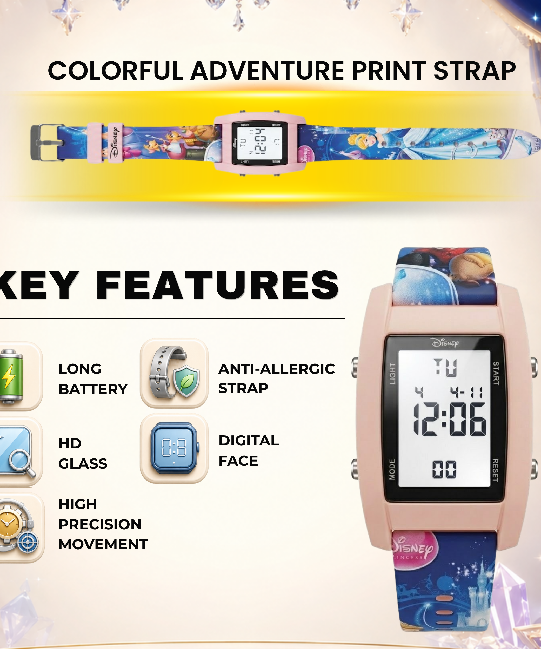 Spiky Princess theme Digital Kids Watch