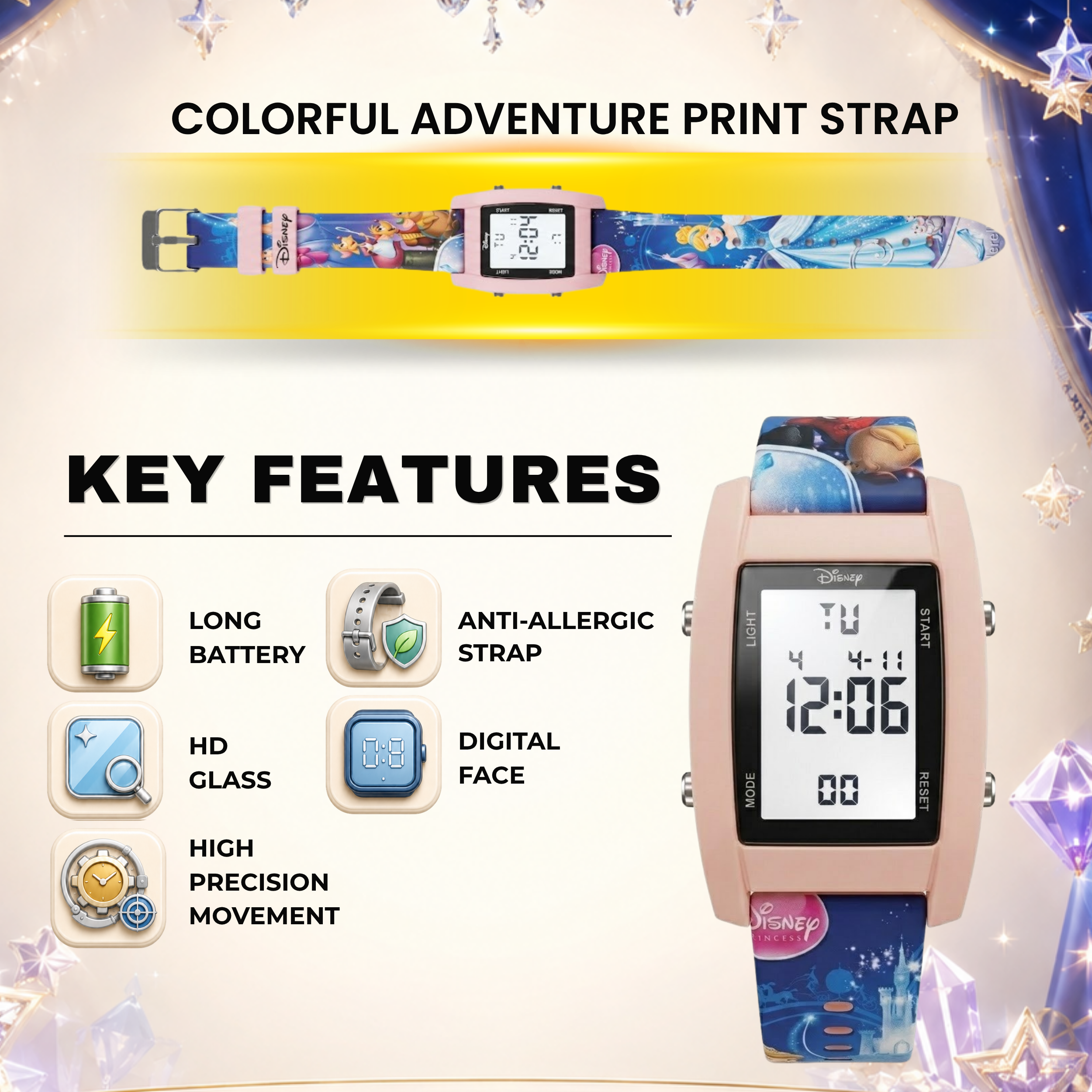 Spiky Princess theme Digital Kids Watch