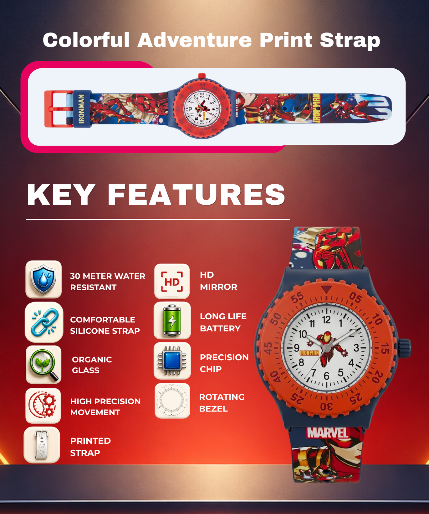 Spiky Round Ironman Themed Analog Watch