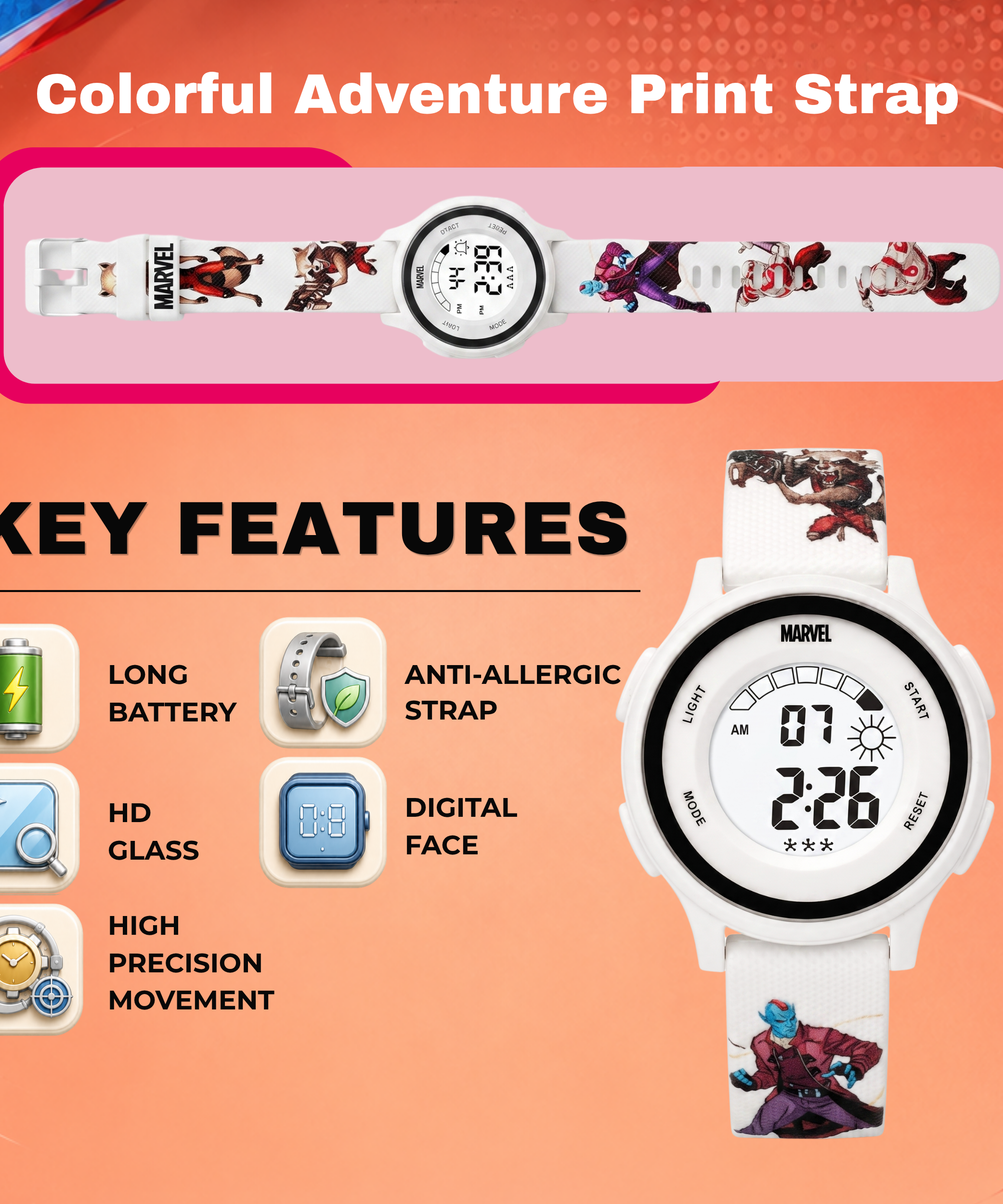 Spiky Galaxy of Guardians theme Digital Kids Watch