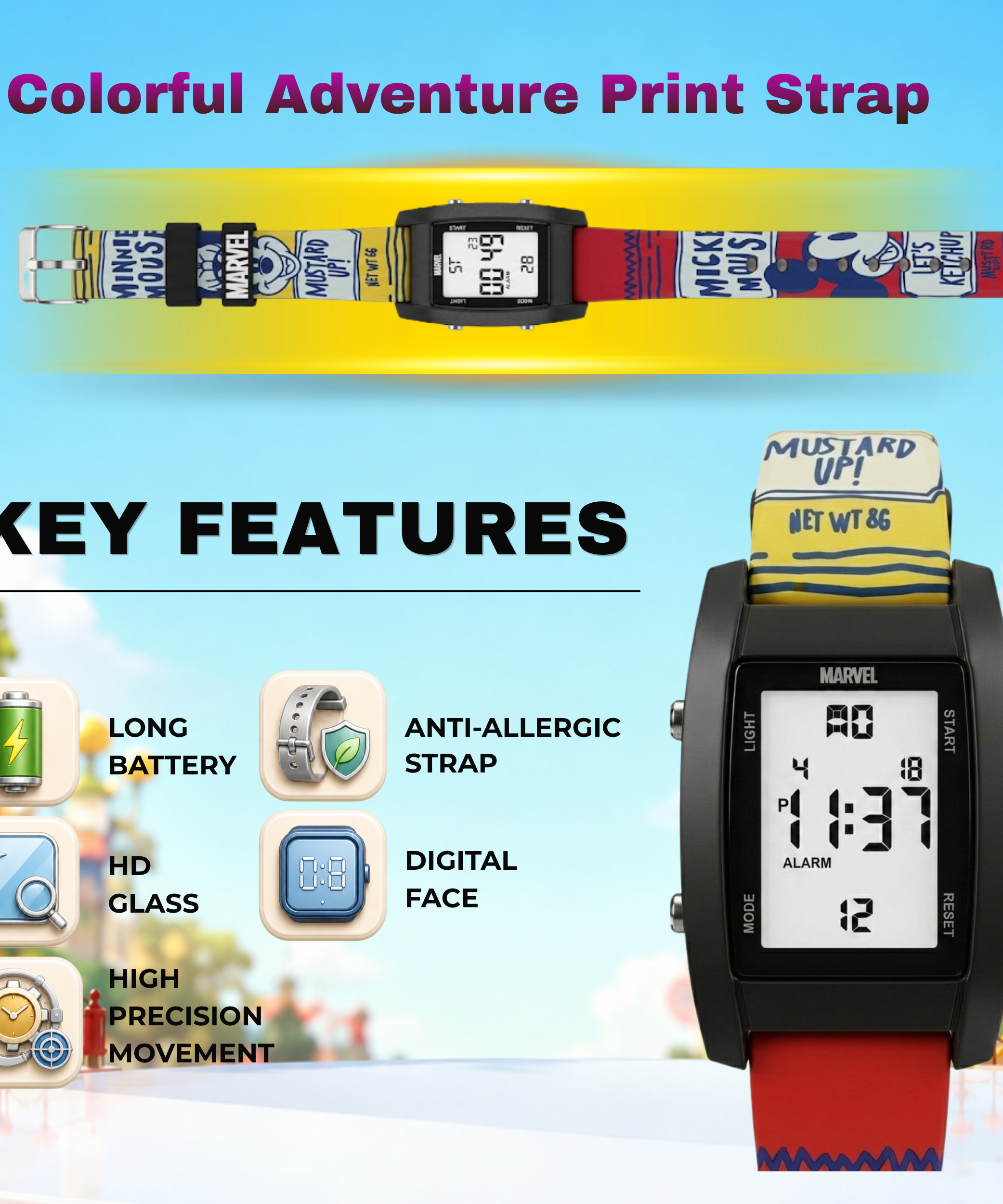 Spiky Micky Mouse  theme Digital Kids Watch