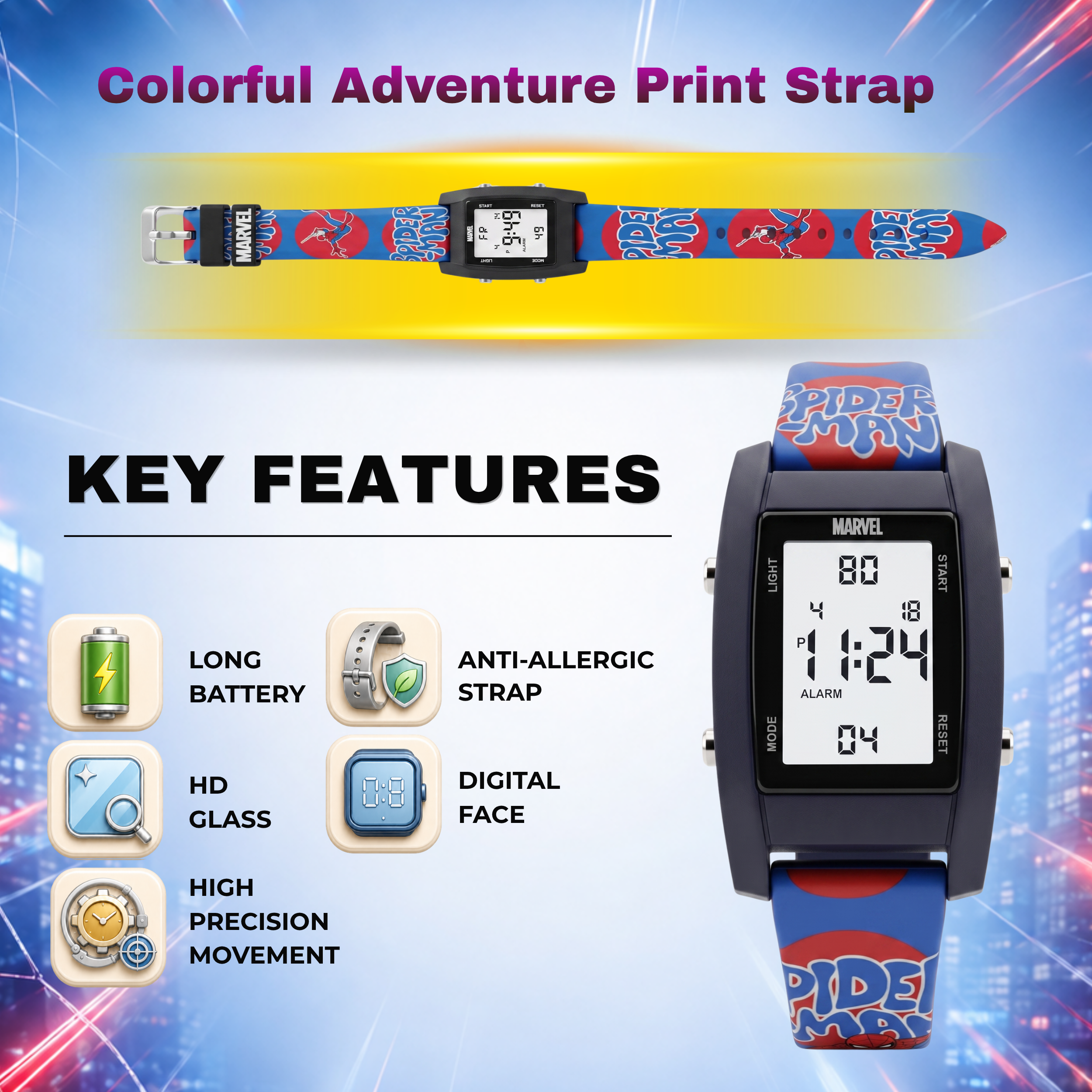 Spiky Spiderman theme Digital Kids Watch
