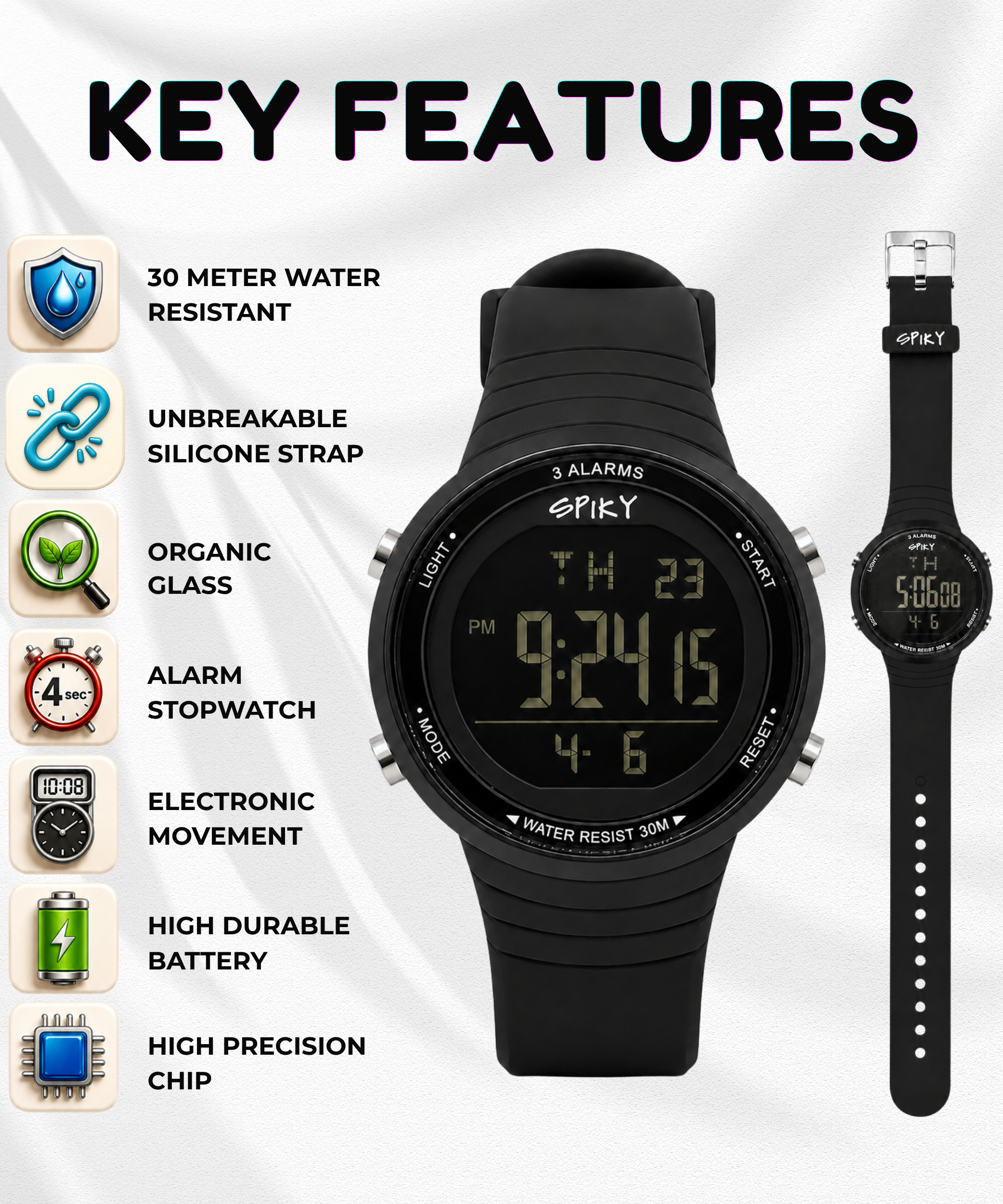 Spiky Square Digital Sports Watch for Kids Boys & Girls