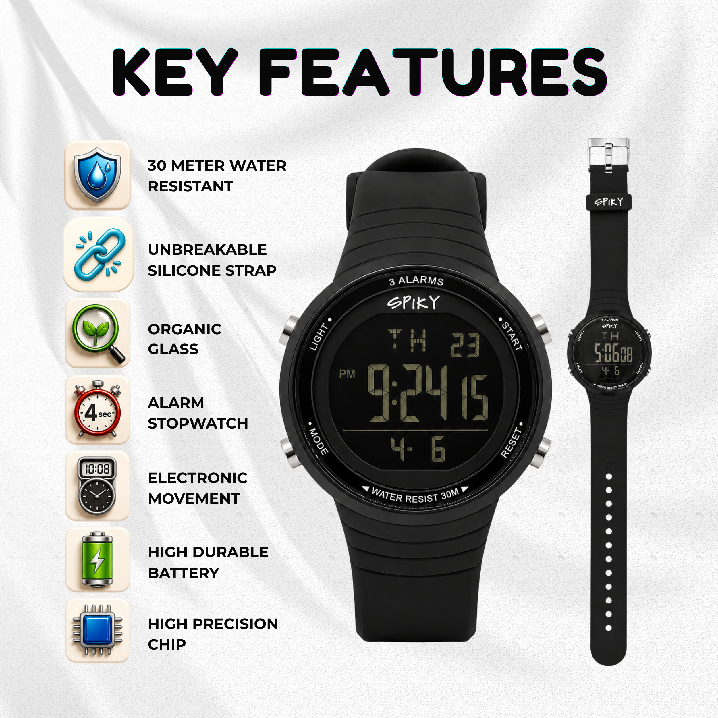 Spiky Square Digital Sports Watch for Kids Boys & Girls