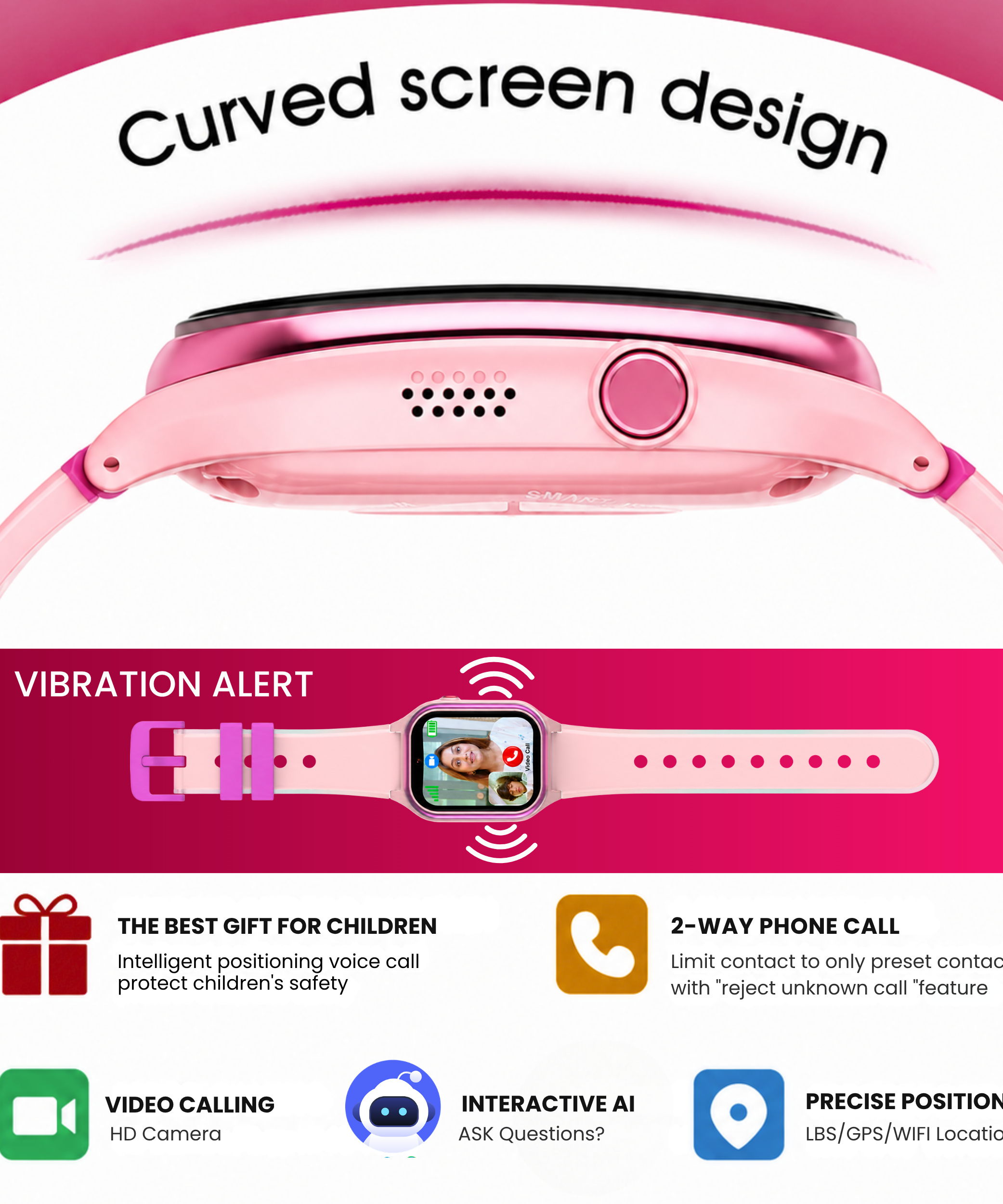 Spiky Smart Ai Video & Voice Calling Smartwatch for Kids