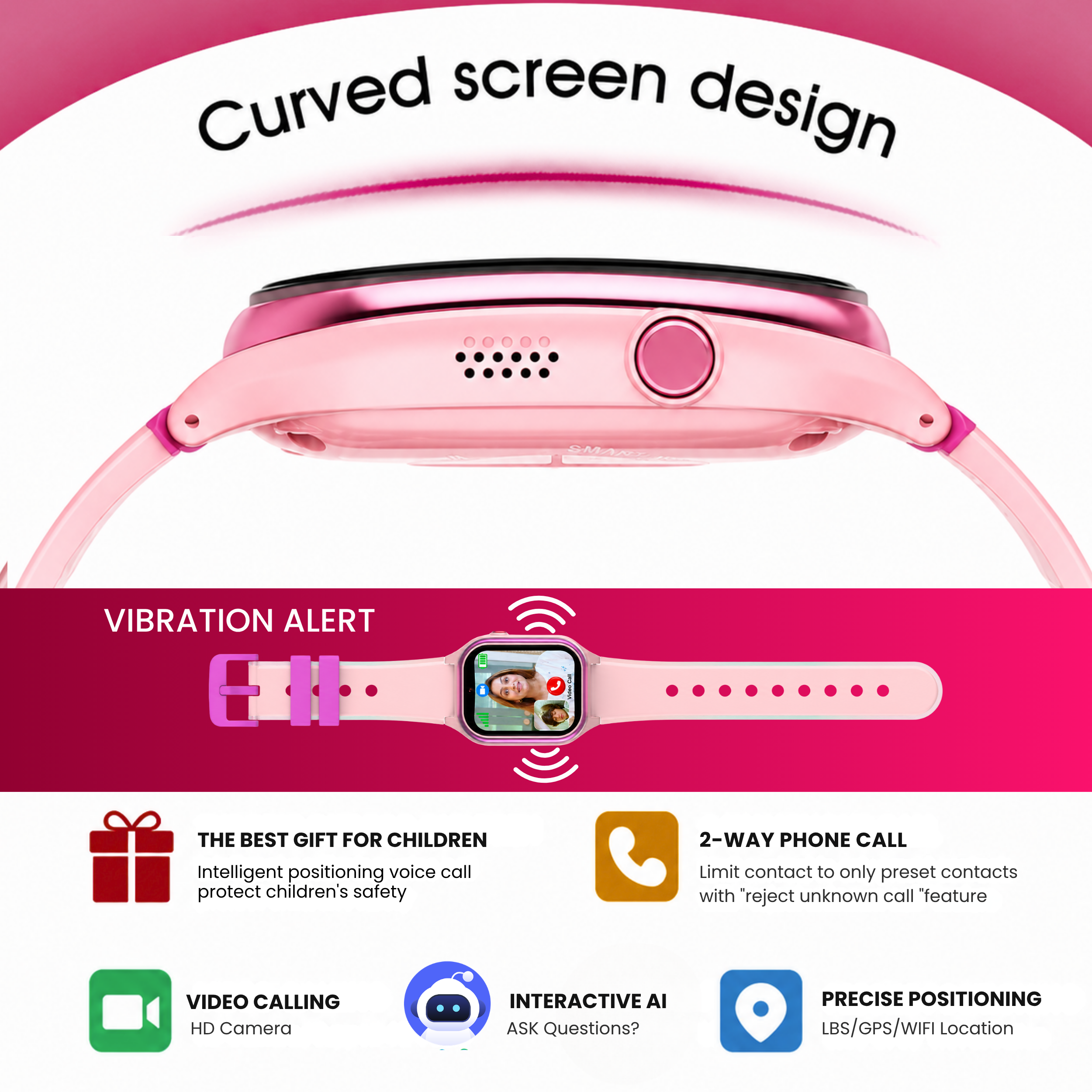 Spiky Smart Ai Video & Voice Calling Smartwatch for Kids