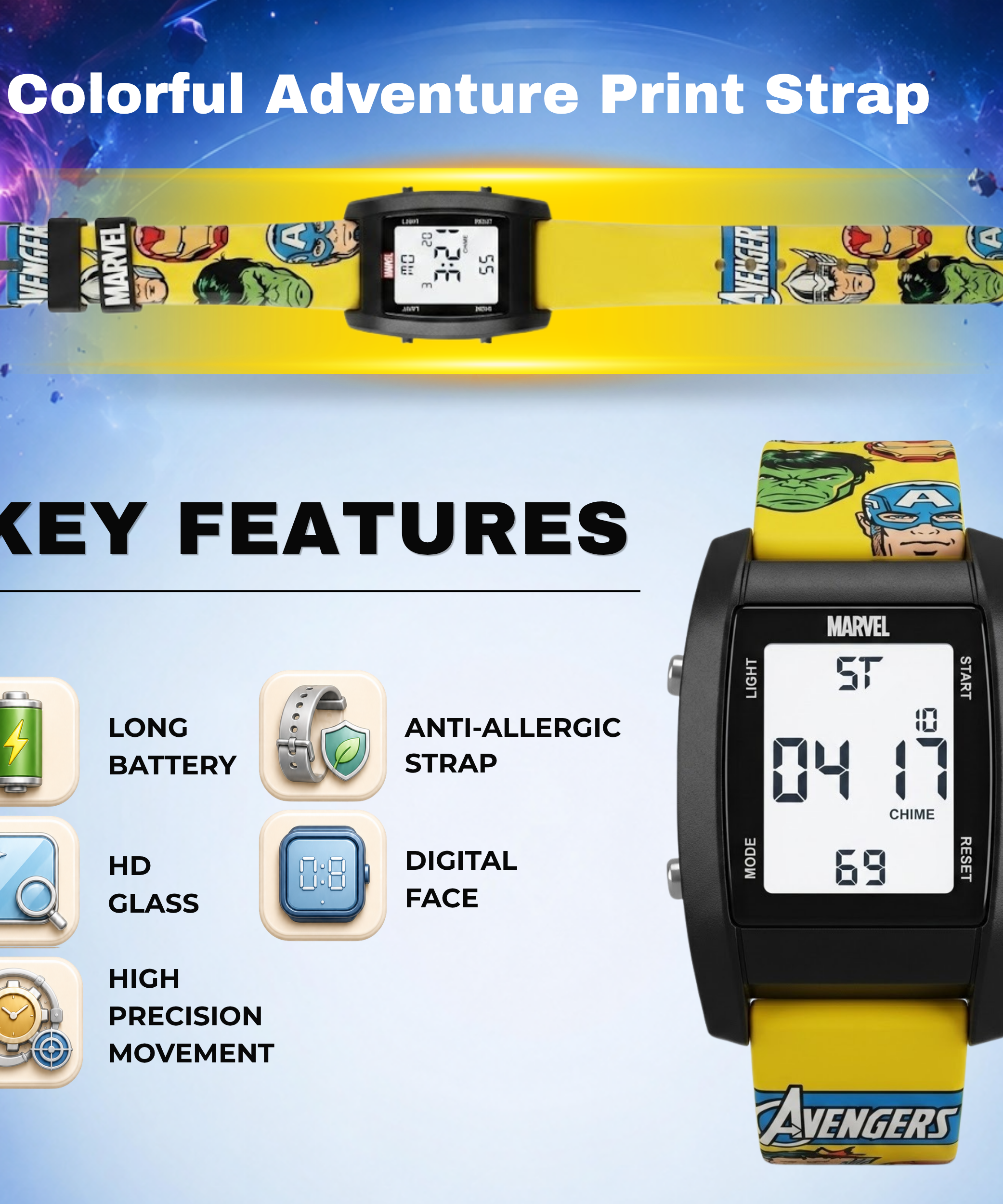 Spiky Avengers theme Digital Kids Watch