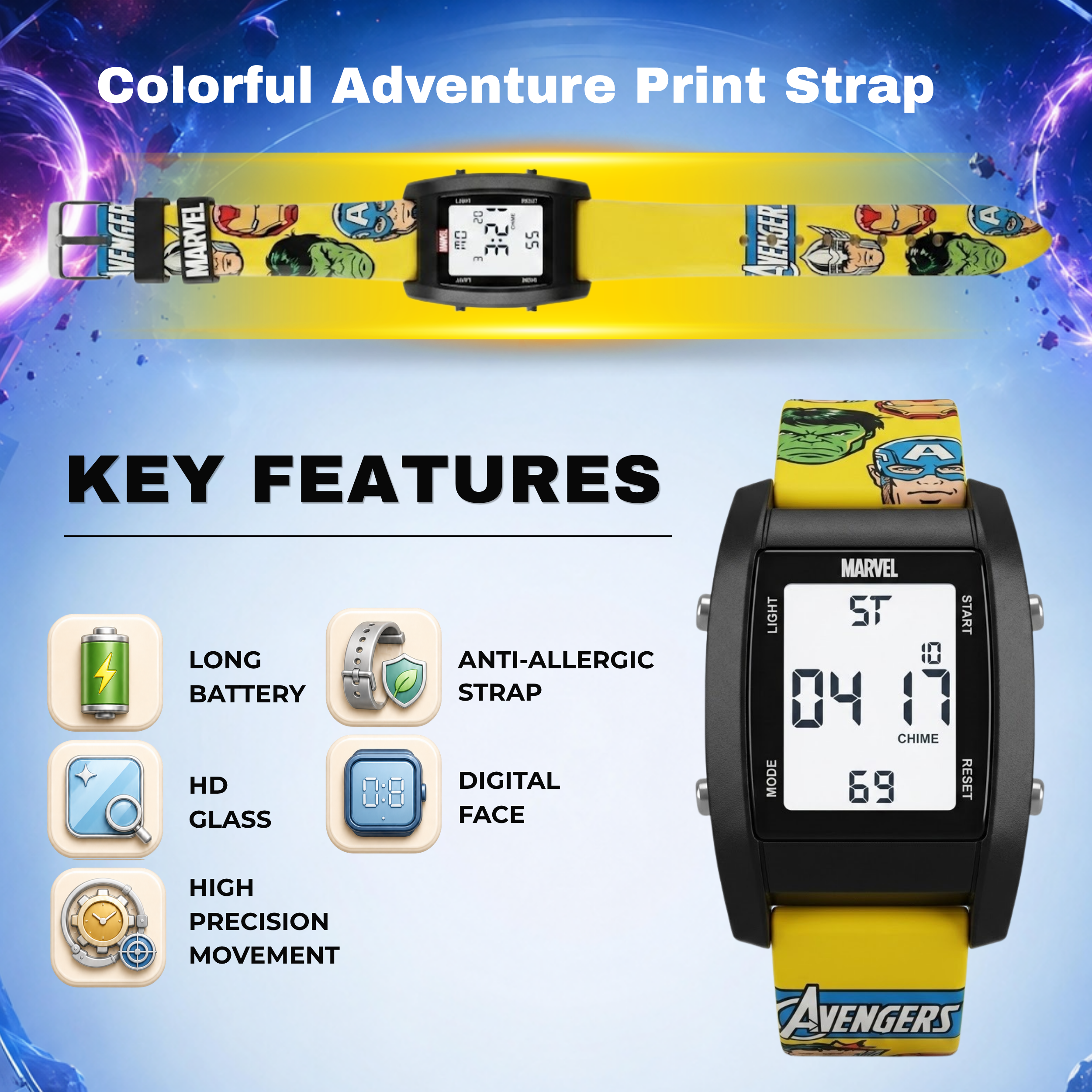 Spiky Avengers theme Digital Kids Watch