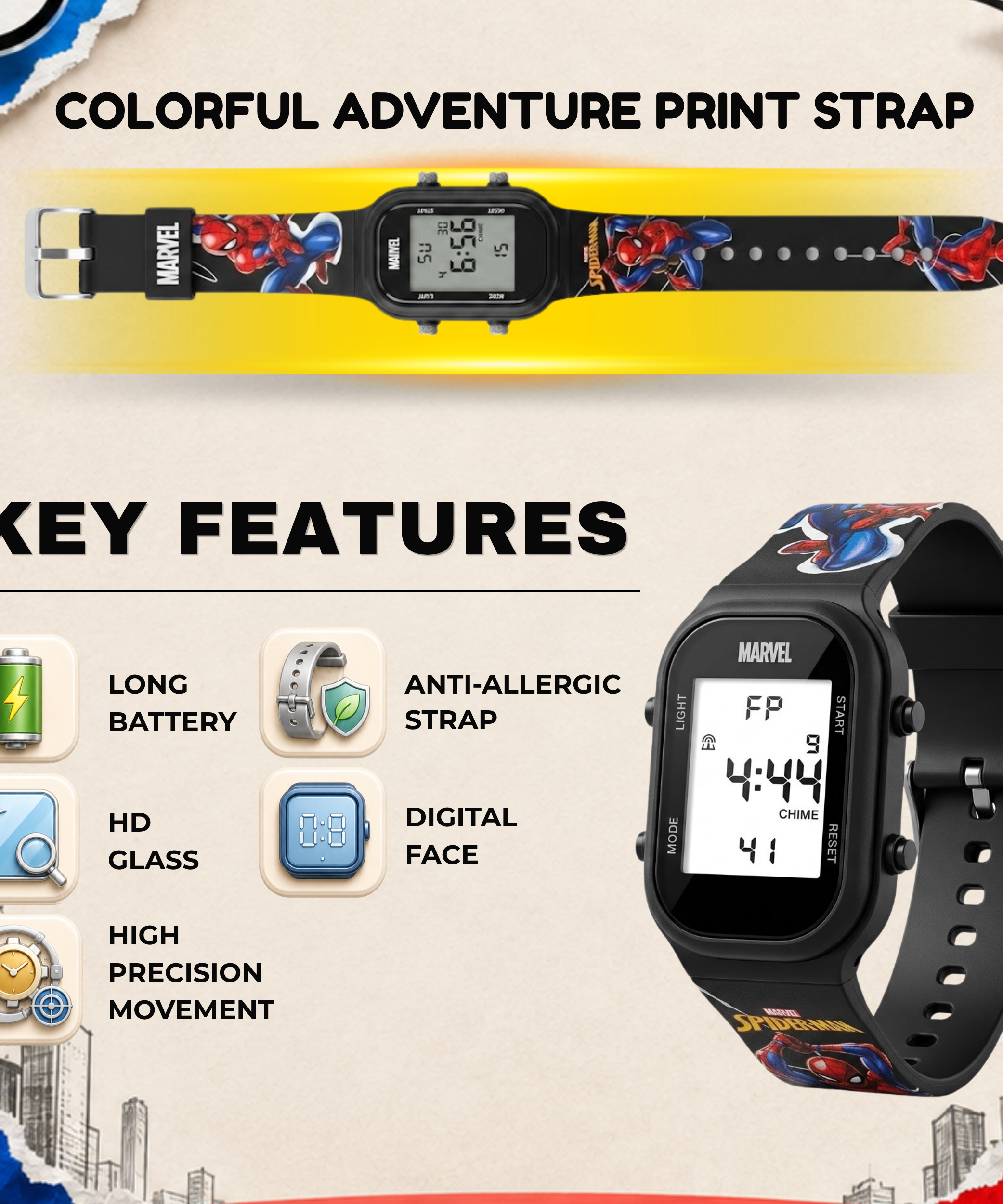 Spiky Spiderman theme Digital Kids Watch