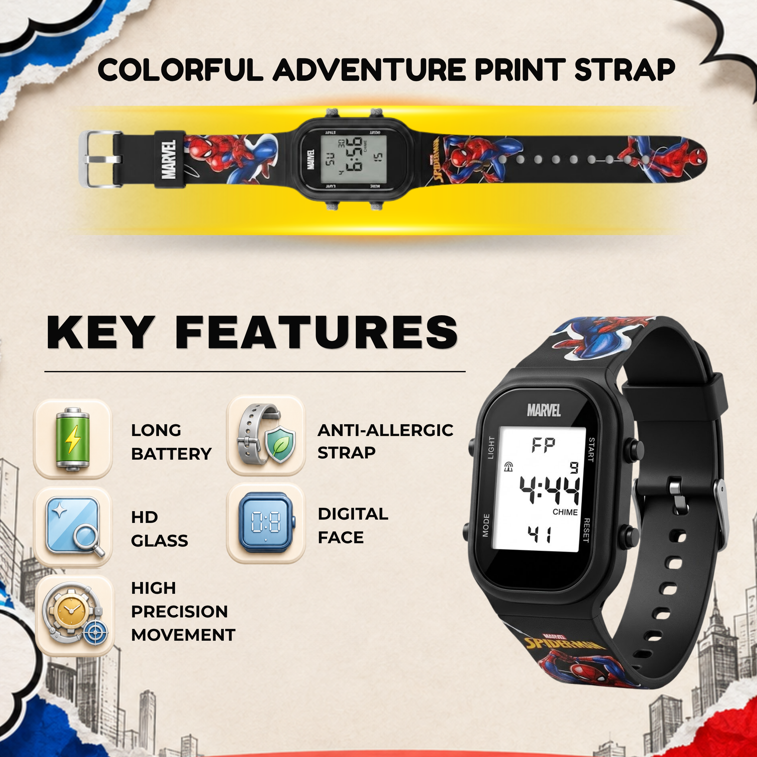 Spiky Spiderman theme Digital Kids Watch