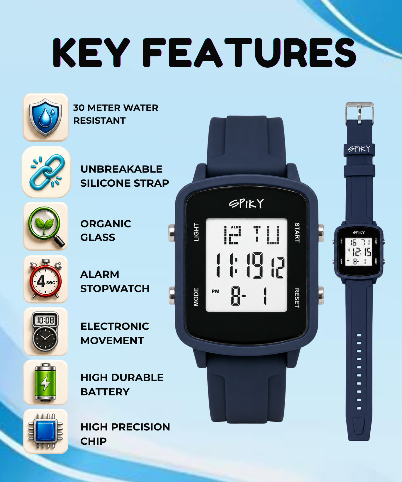 SPIKY Square Digital Watch for Kids Boys & Girls