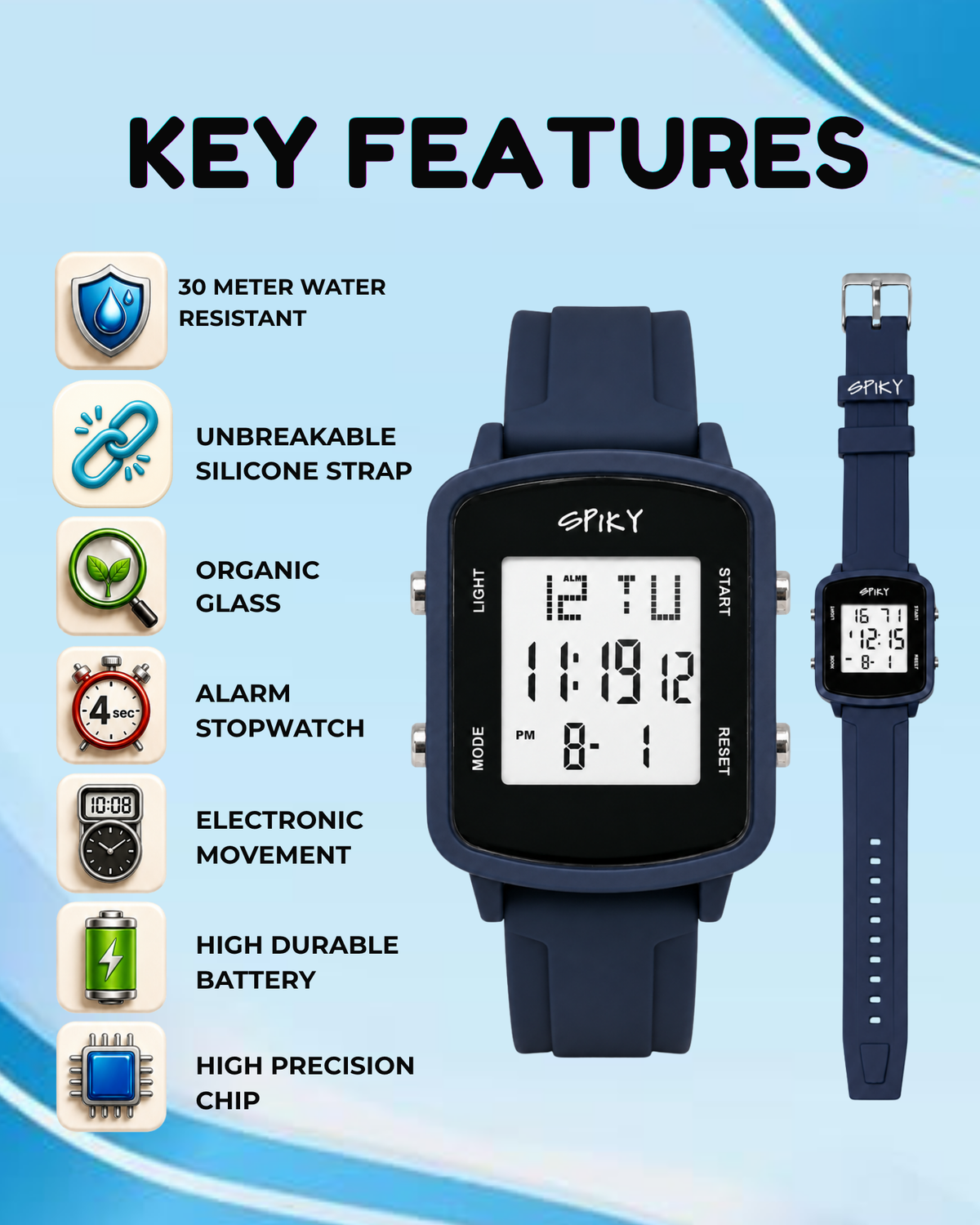 SPIKY Square Digital Watch for Kids Boys & Girls
