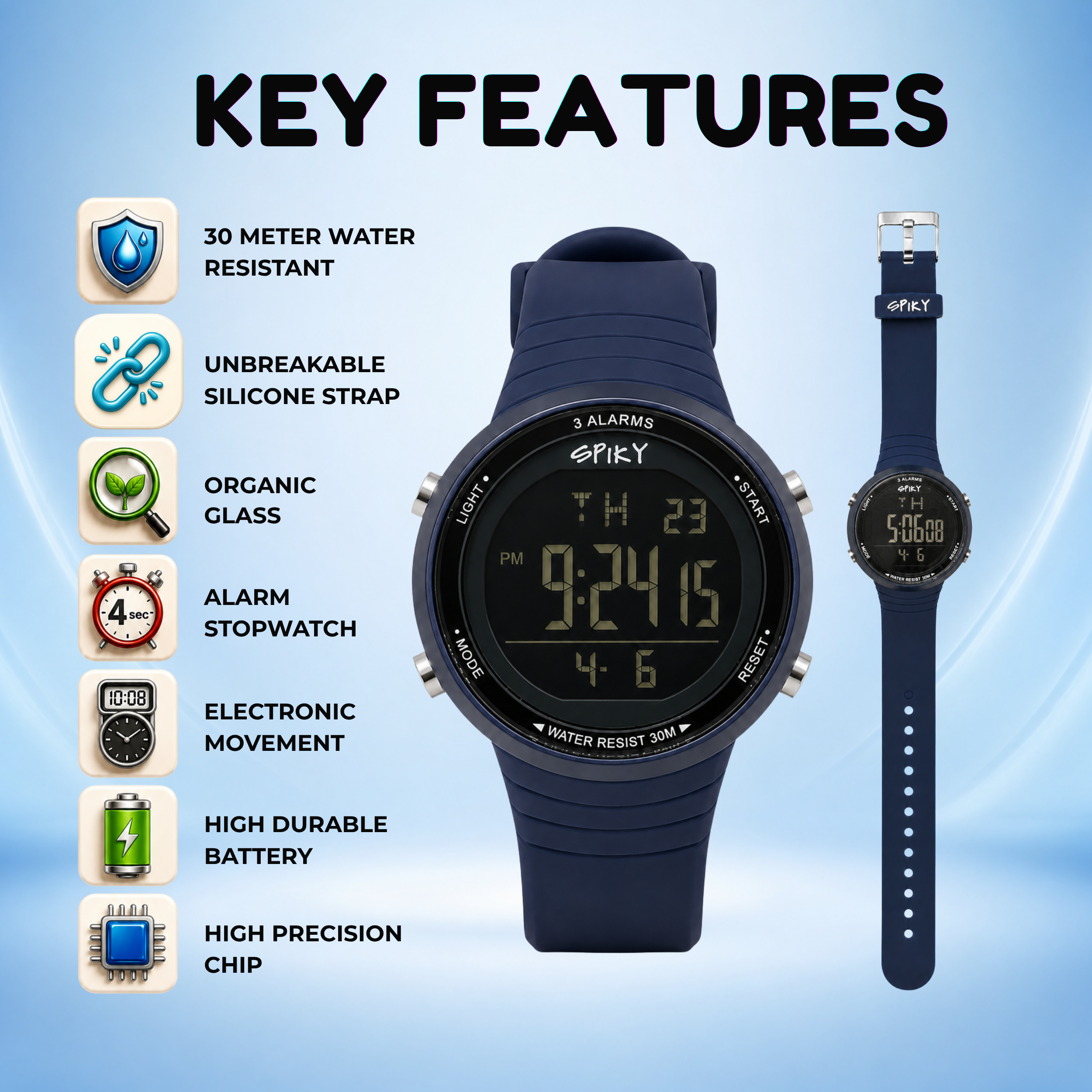 Spiky Square Digital Sports Watch for Kids Boys