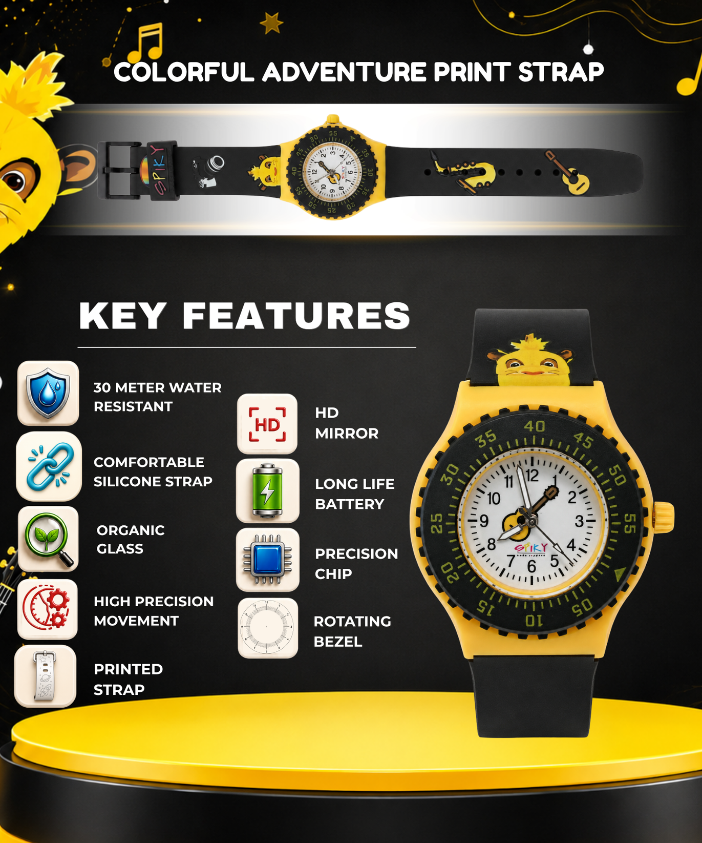 SPIKY Analog Kids Watch for Girls and Boys
