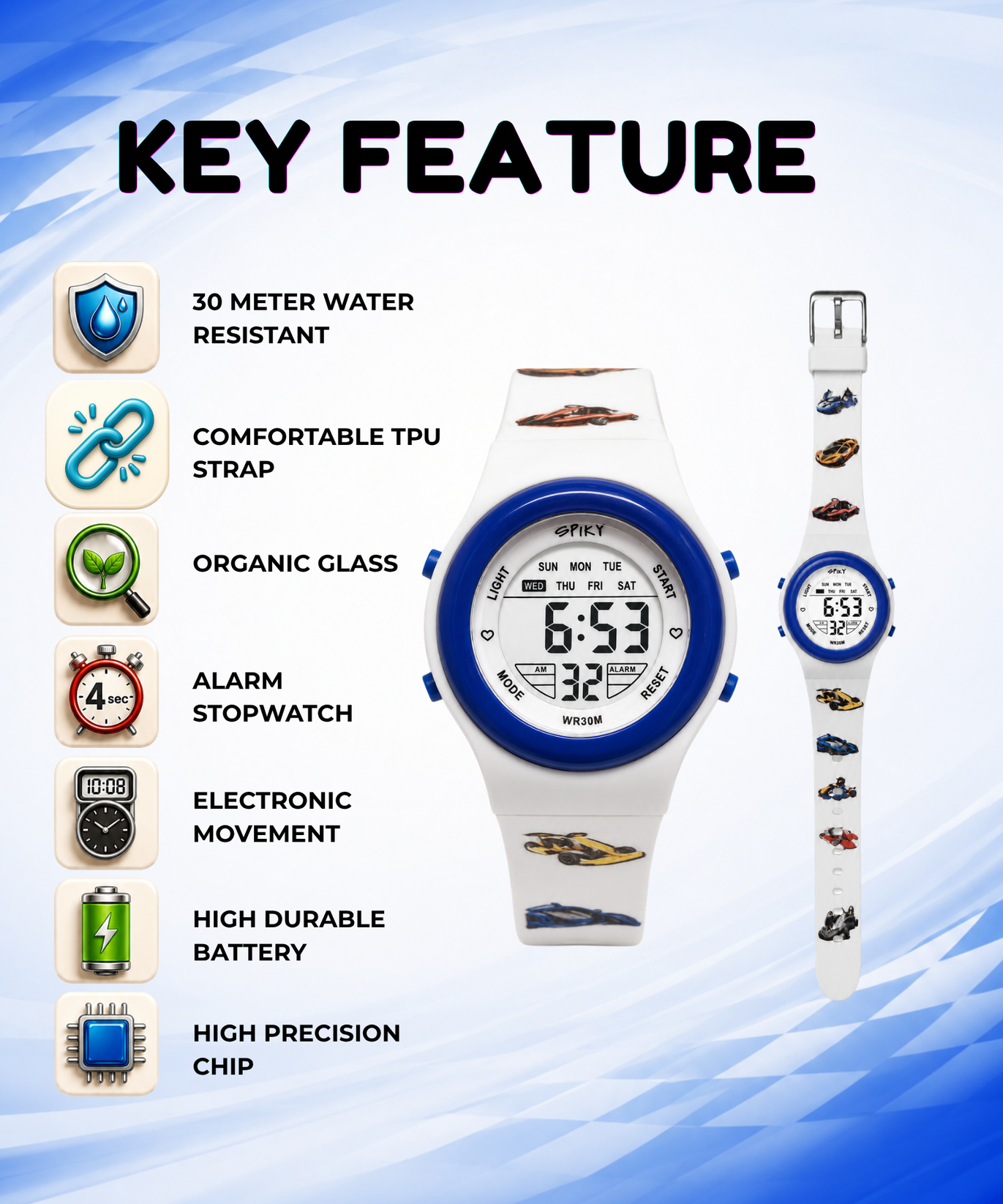 Spiky Round Digital Sports Watch for Kids