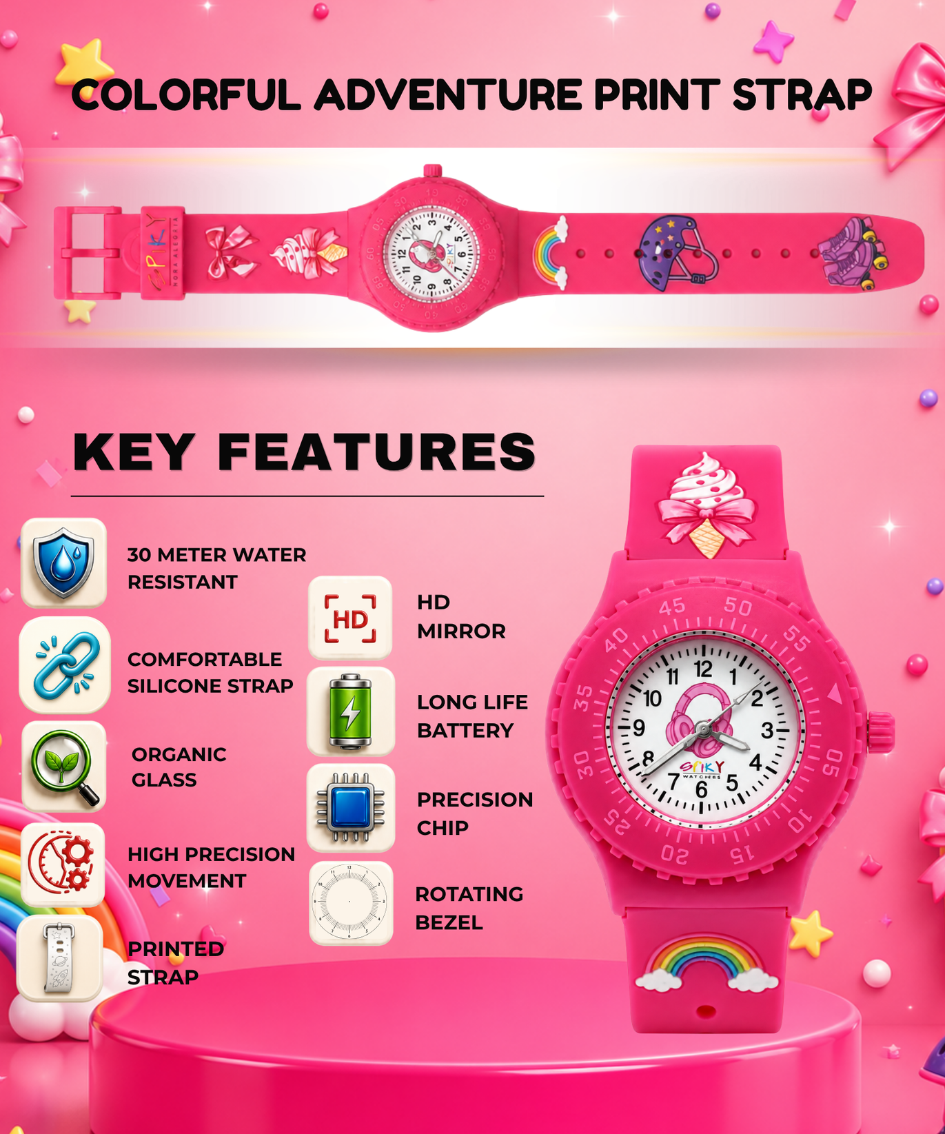 SPIKY Analog Kids Watch for Girls