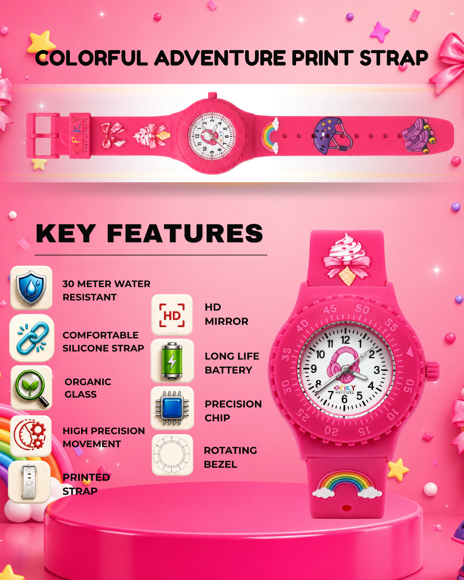 SPIKY Analog Kids Watch for Girls
