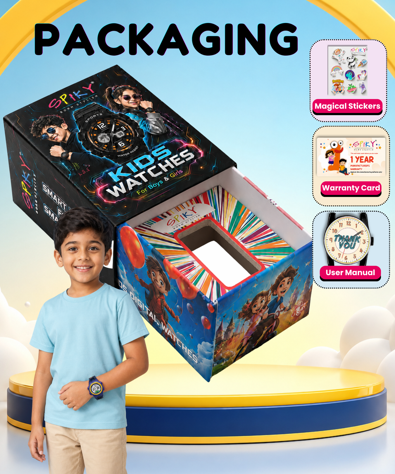 Spiky EVA52 Round Digital Sports Watch for Kids