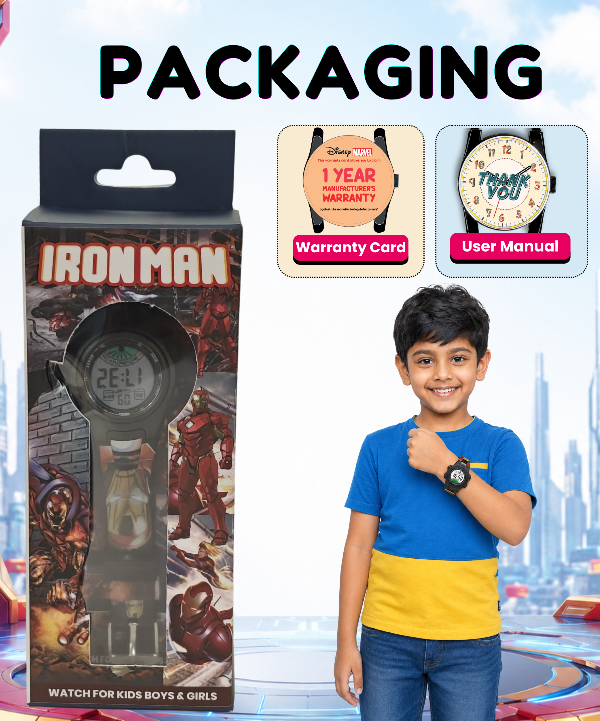 Spiky Iron Man theme Digital Kids Watch