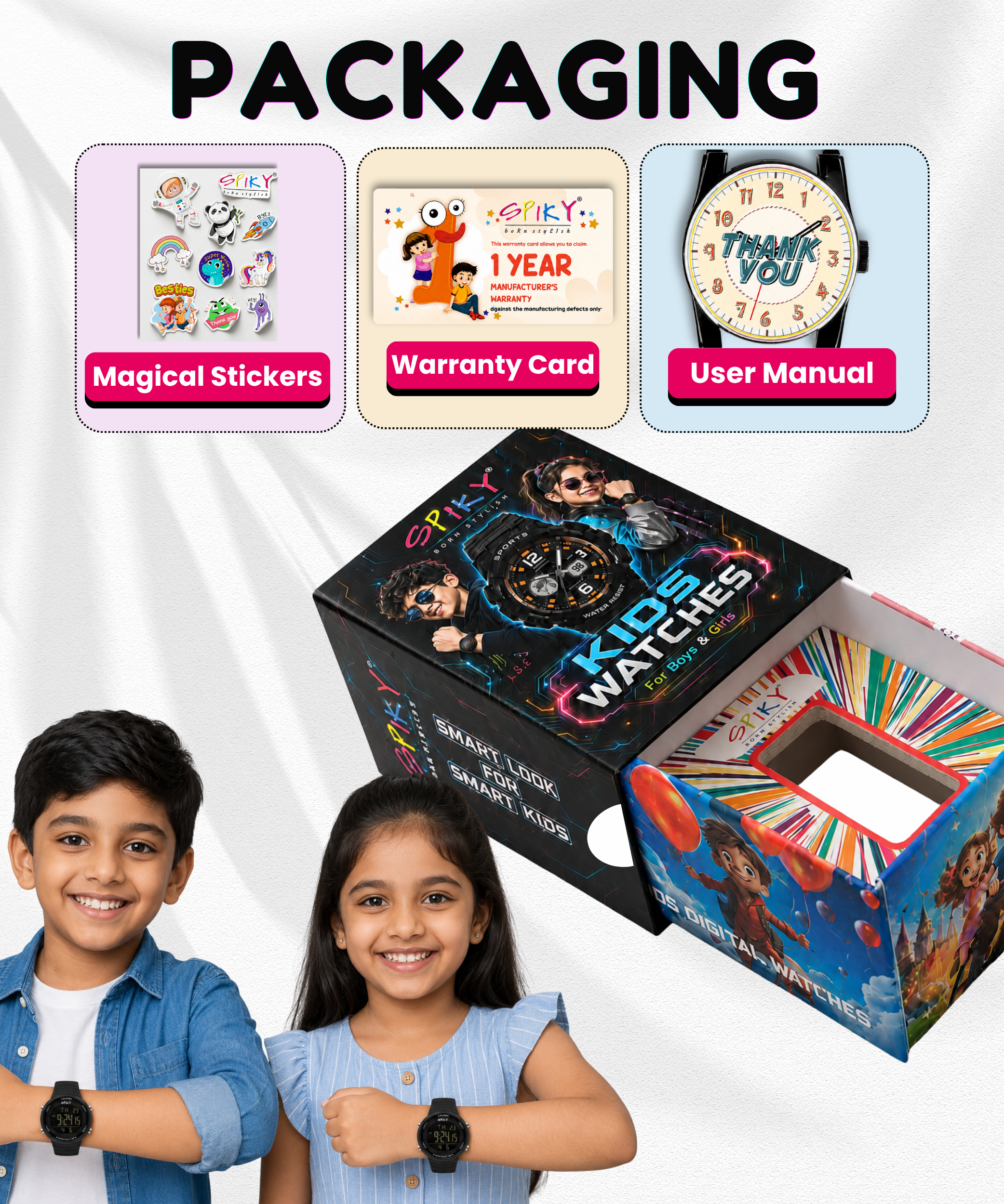 Spiky Square Digital Sports Watch for Kids Boys & Girls